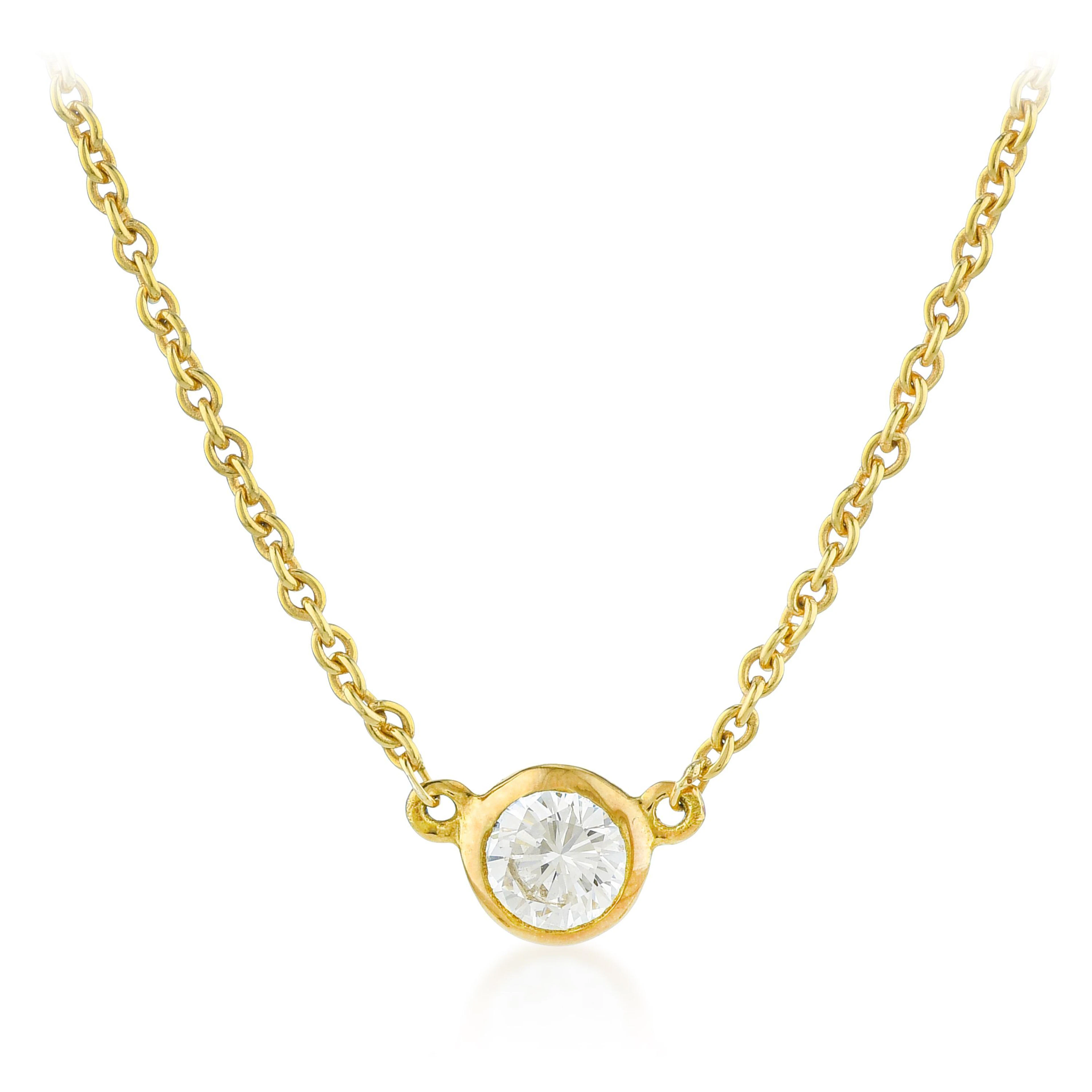 Tiffany & Co. Elsa Peretti Diamond Solitaire Pendant Necklace