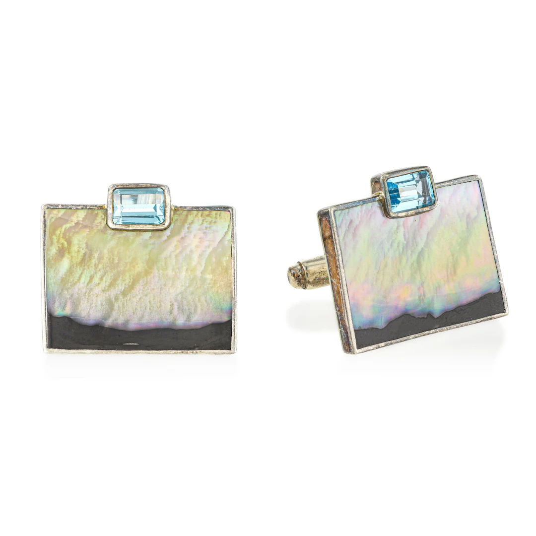 Mother of Pearl and Blue Topaz Cufflinks - No Reserve Lot