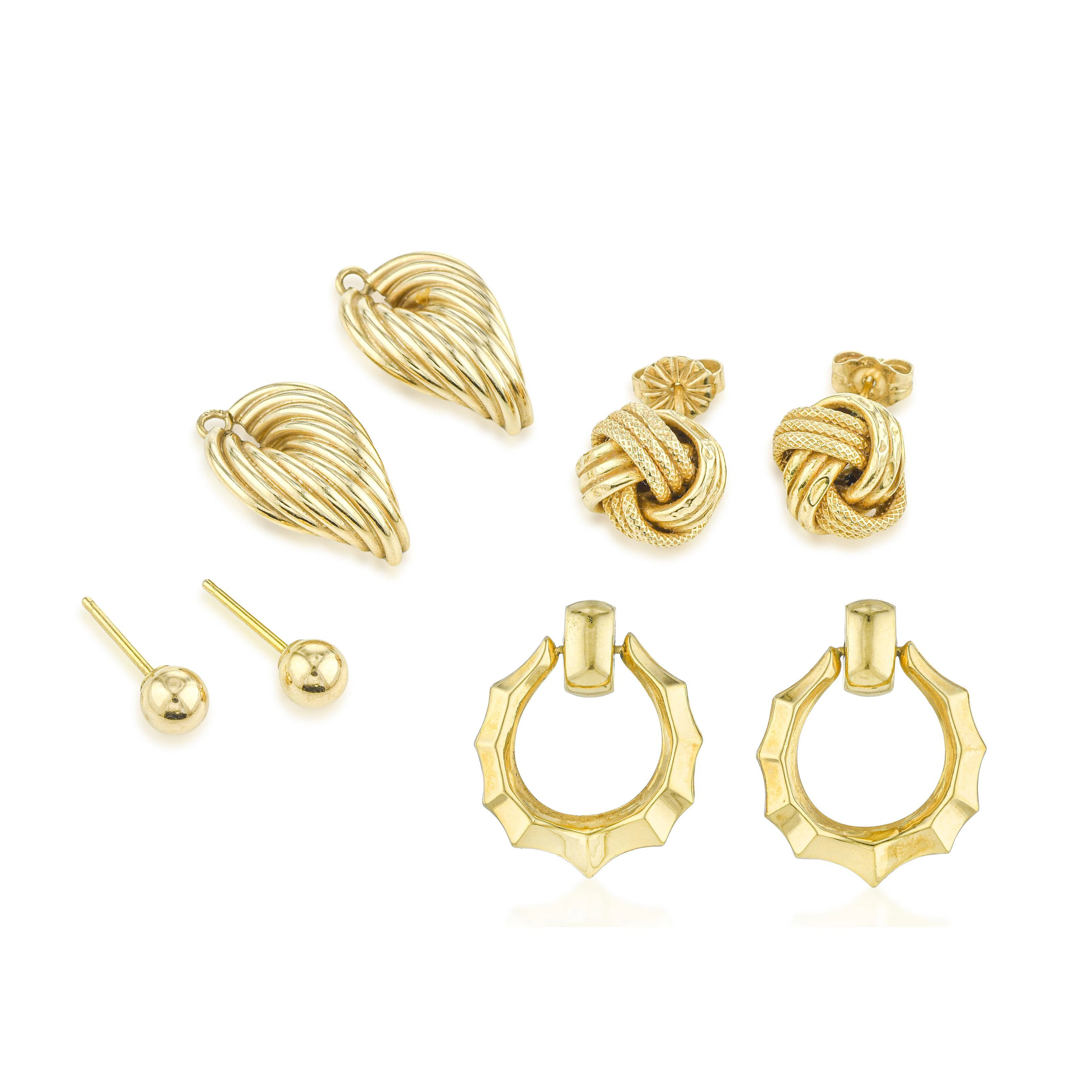 Group of 14K Gold Earrings and Earring Jackets