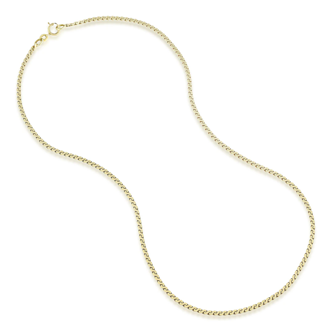 14K Gold Serpentine Chain Necklace, 18 Inches 2.2 mm