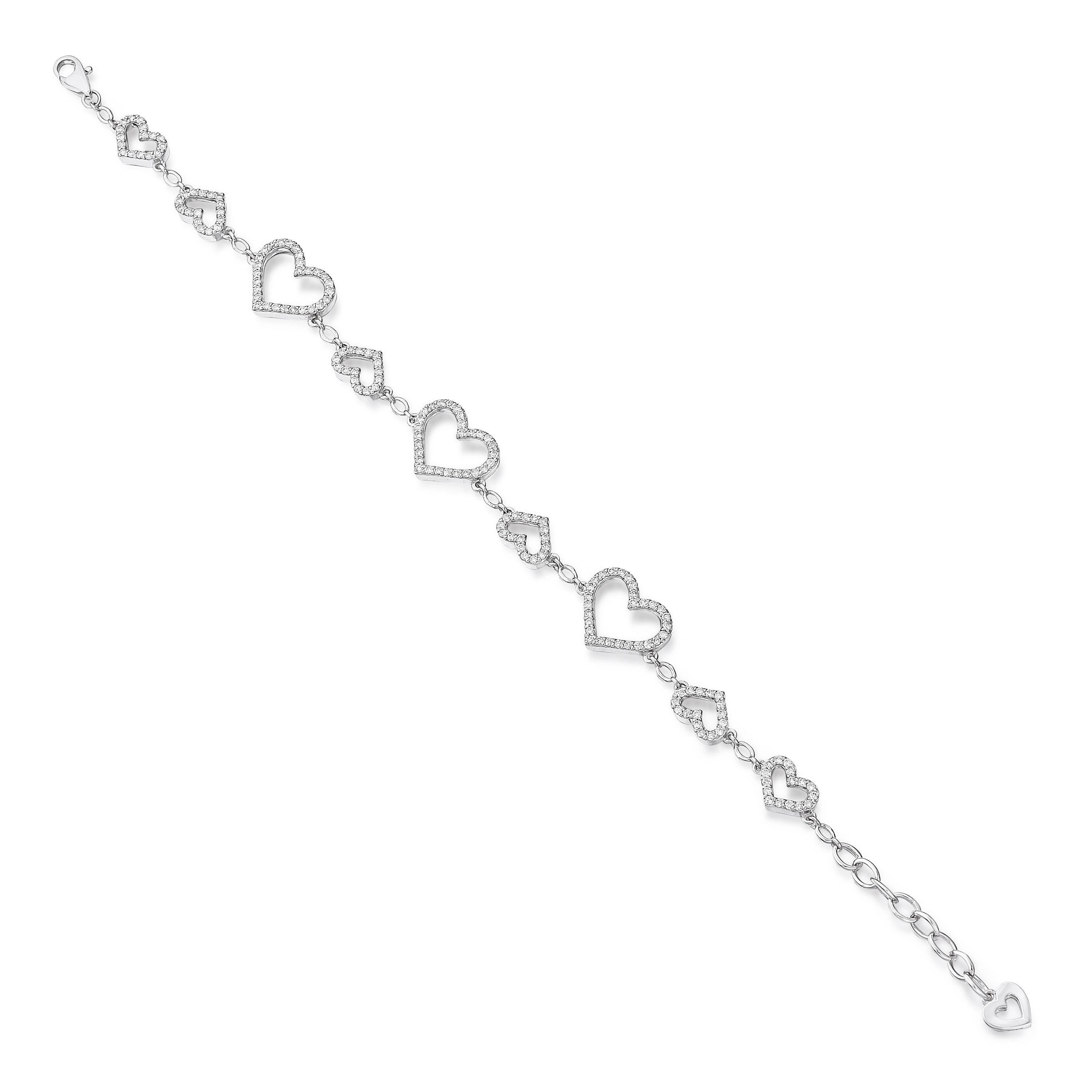 Diamond Heart Link Bracelet