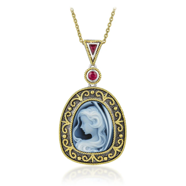 Cameo and Ruby Pendant Necklace