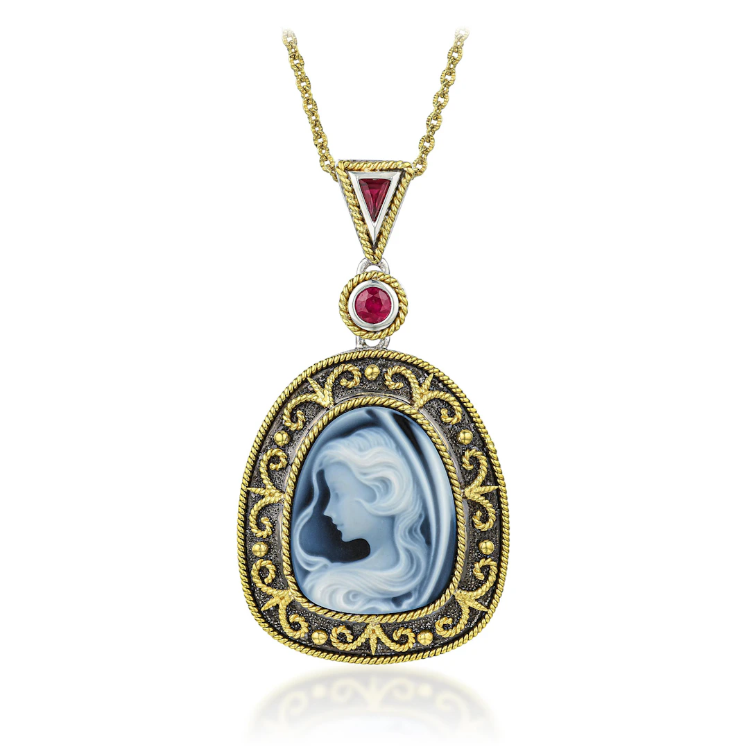 Cameo and Ruby Pendant Necklace