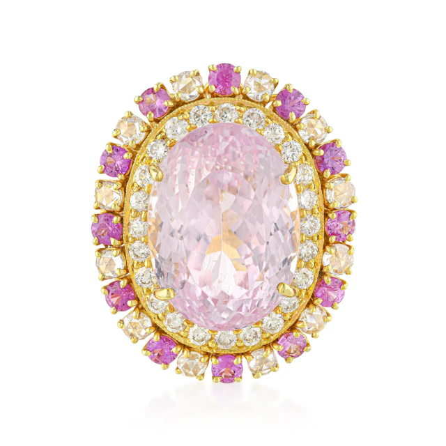 Kunzite Pink Sapphire and Diamond Ring