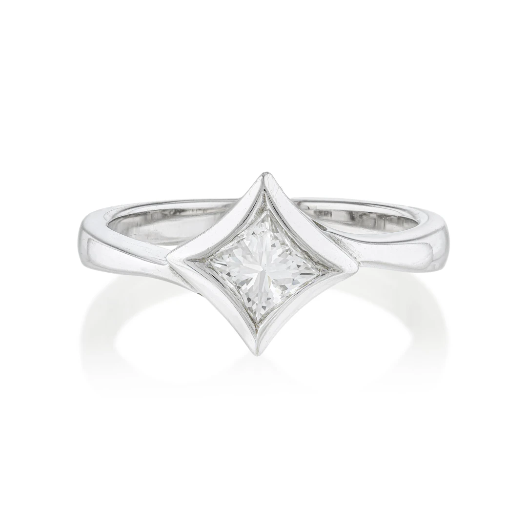 Modernist Princess-Cut Diamond Ring