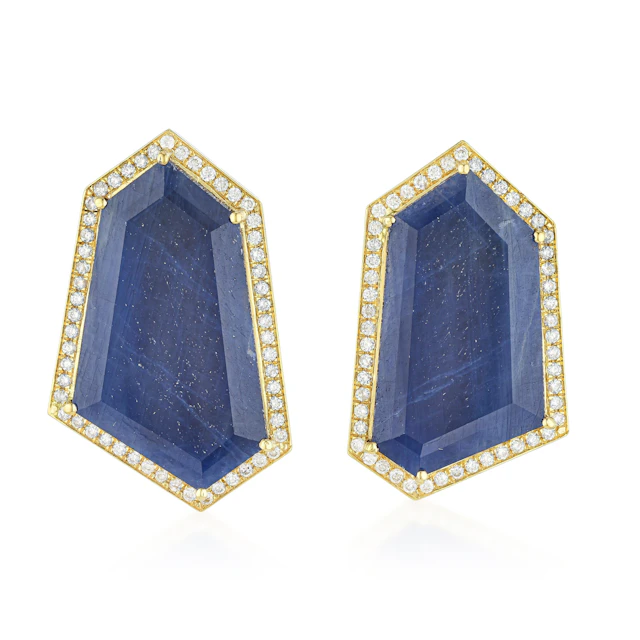 Geometric Sapphire and Diamond Earrings