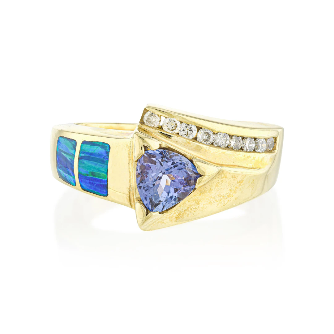Tanzanite Opal and Diamond Ring