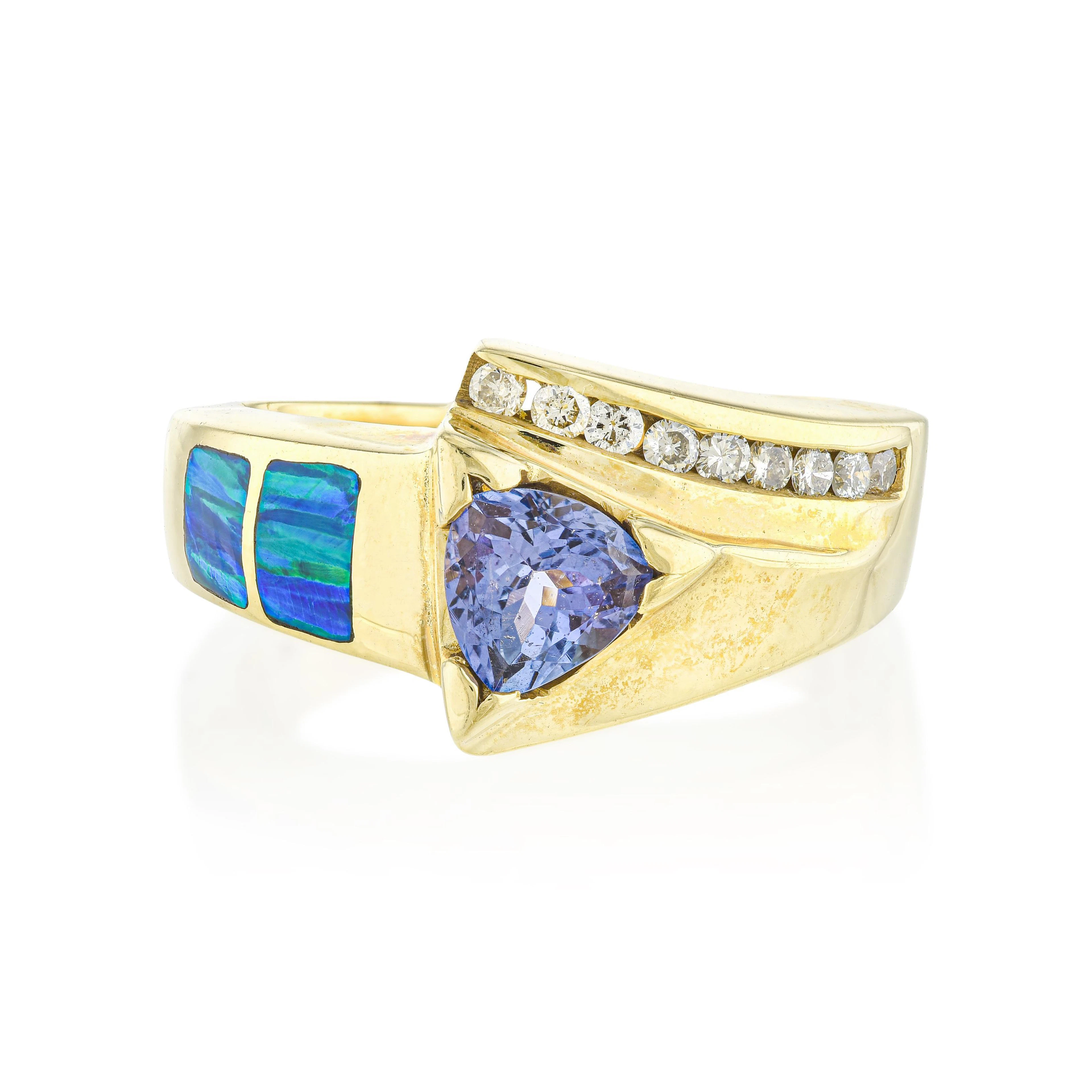 Tanzanite Opal and Diamond Ring