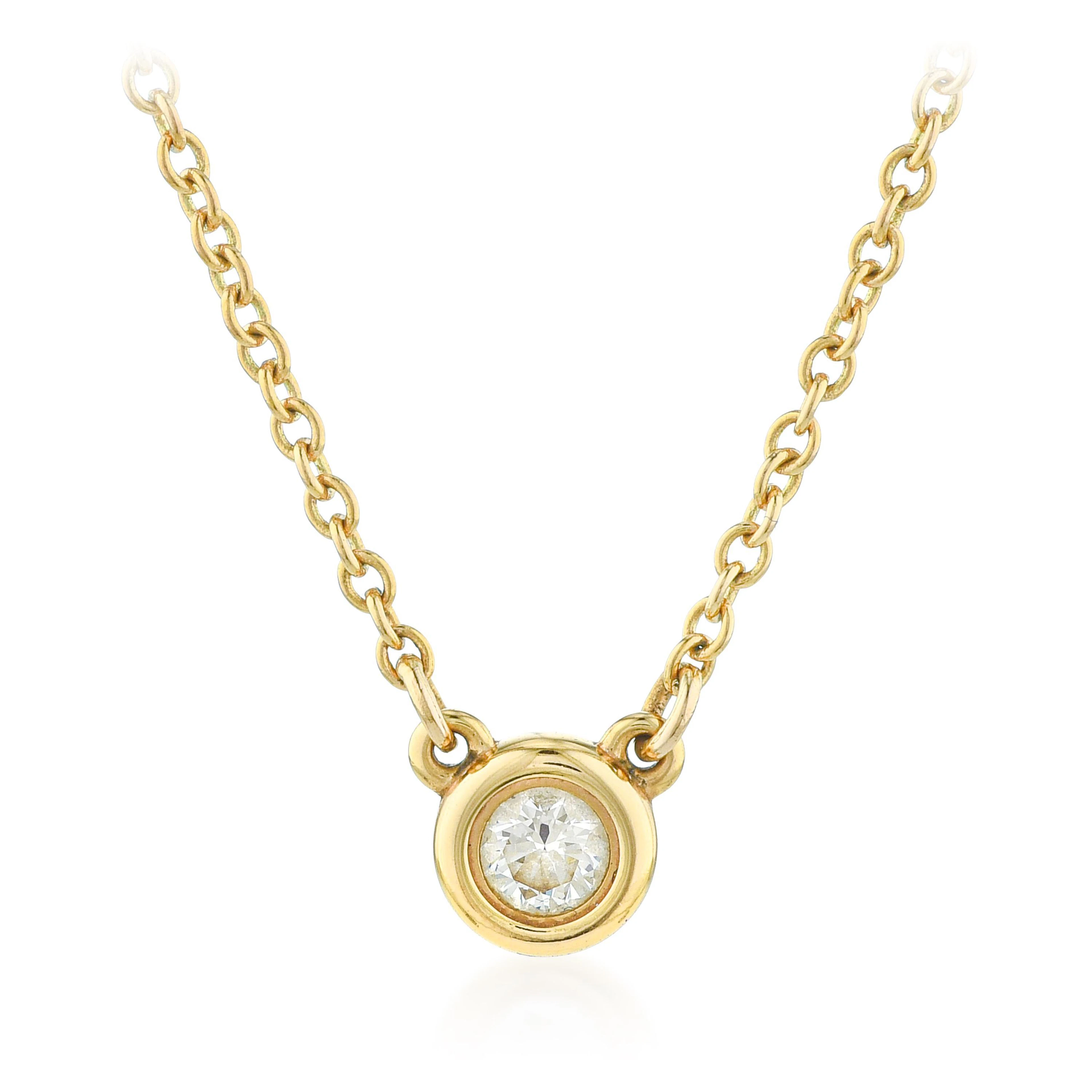 Tiffany & Co. Elsa Peretti Diamond Solitaire Pendant Necklace