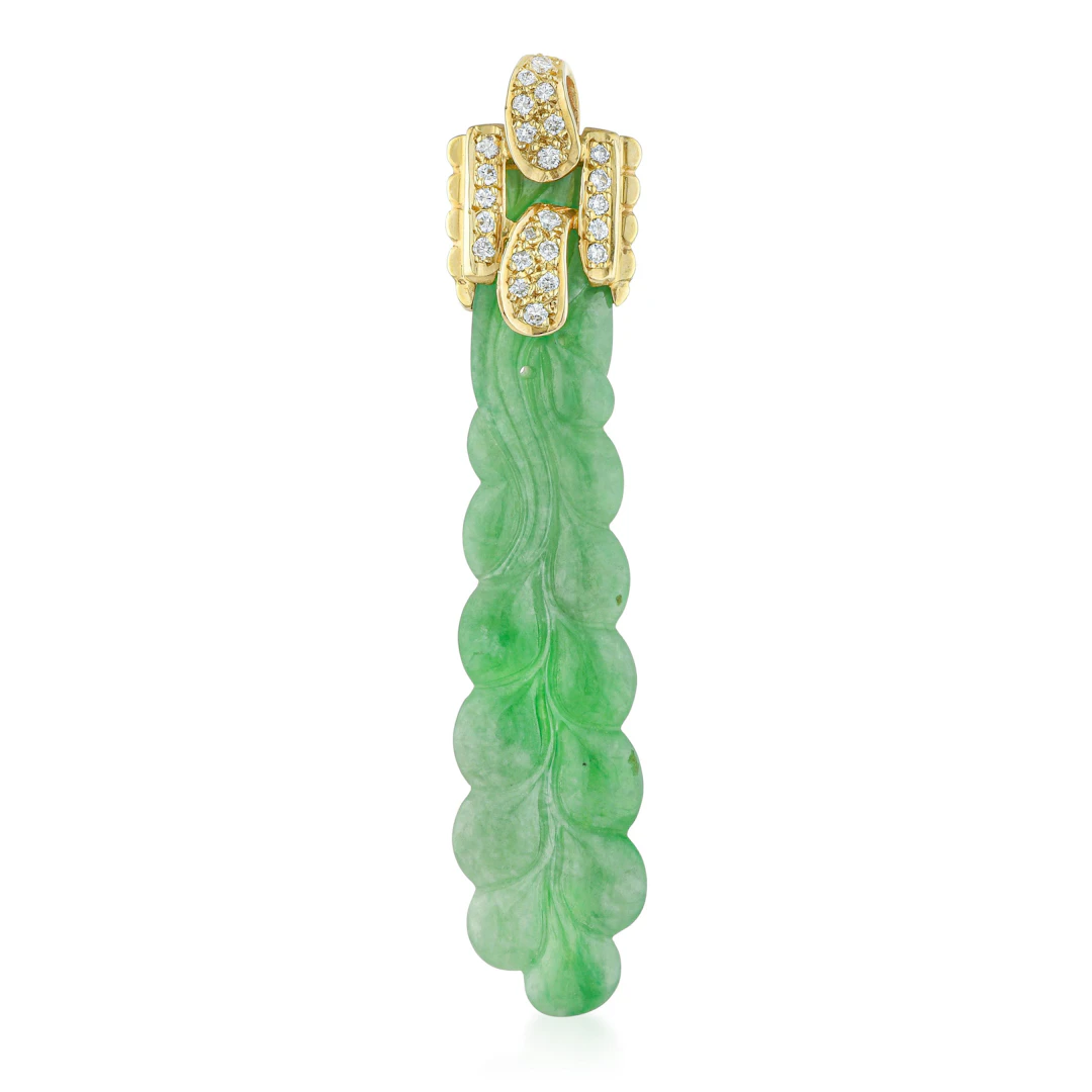 Vintage Carved Jadeite and Diamond Pendant