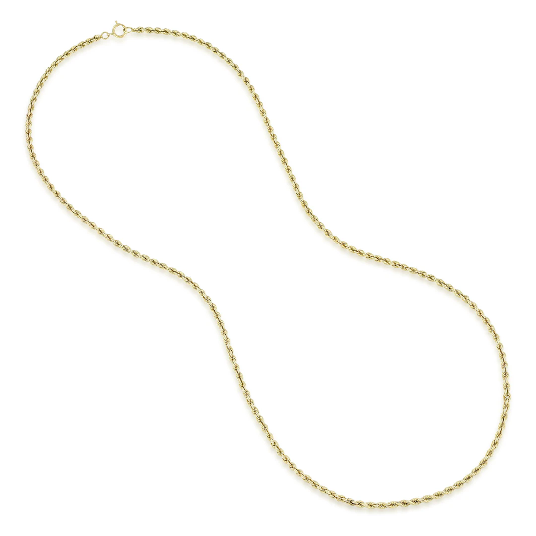 14K Gold Rope Chain Necklace, 24 Inches 3 mm