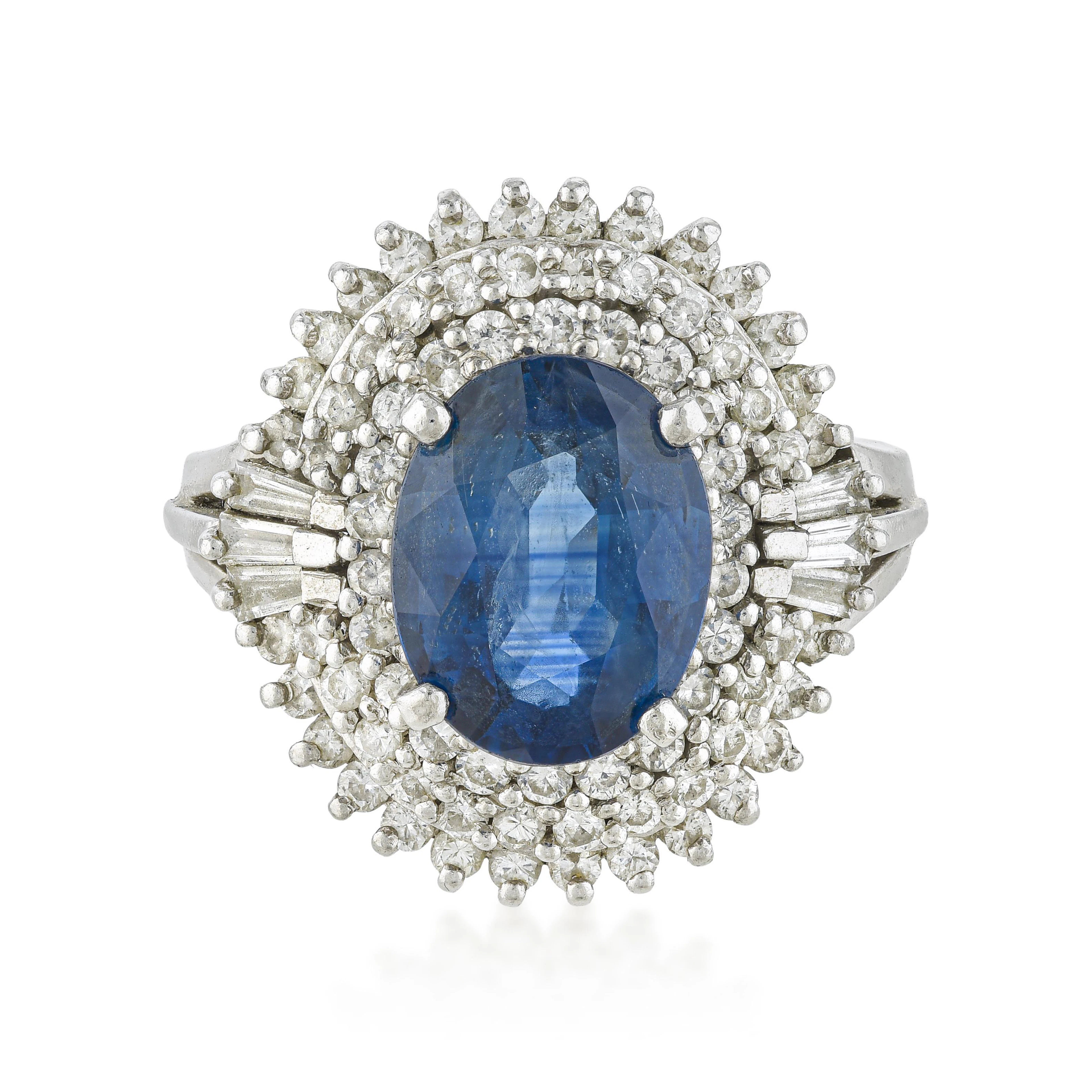 Sapphire and Diamond Cocktail Ring