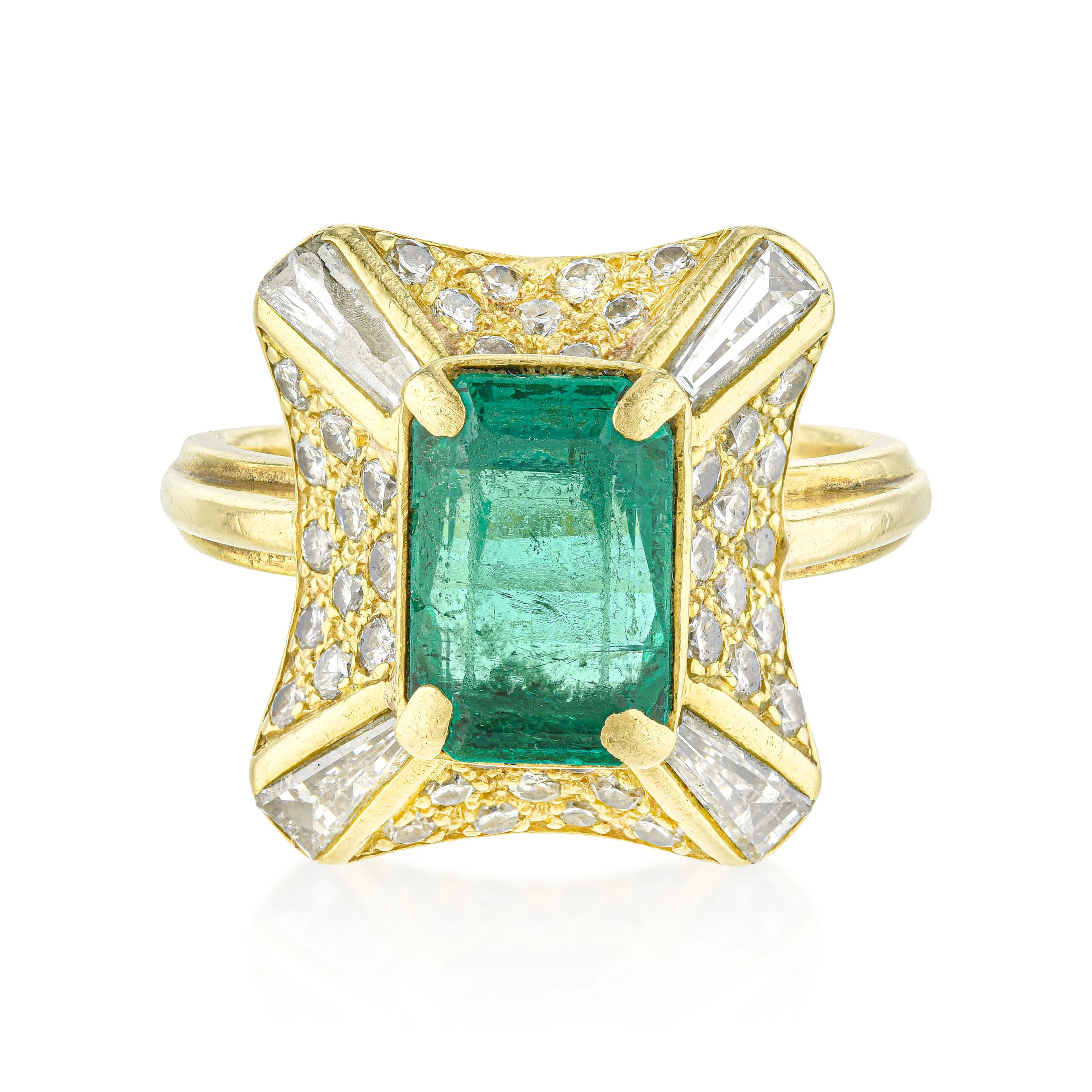 Emerald and Diamond Cocktail Ring