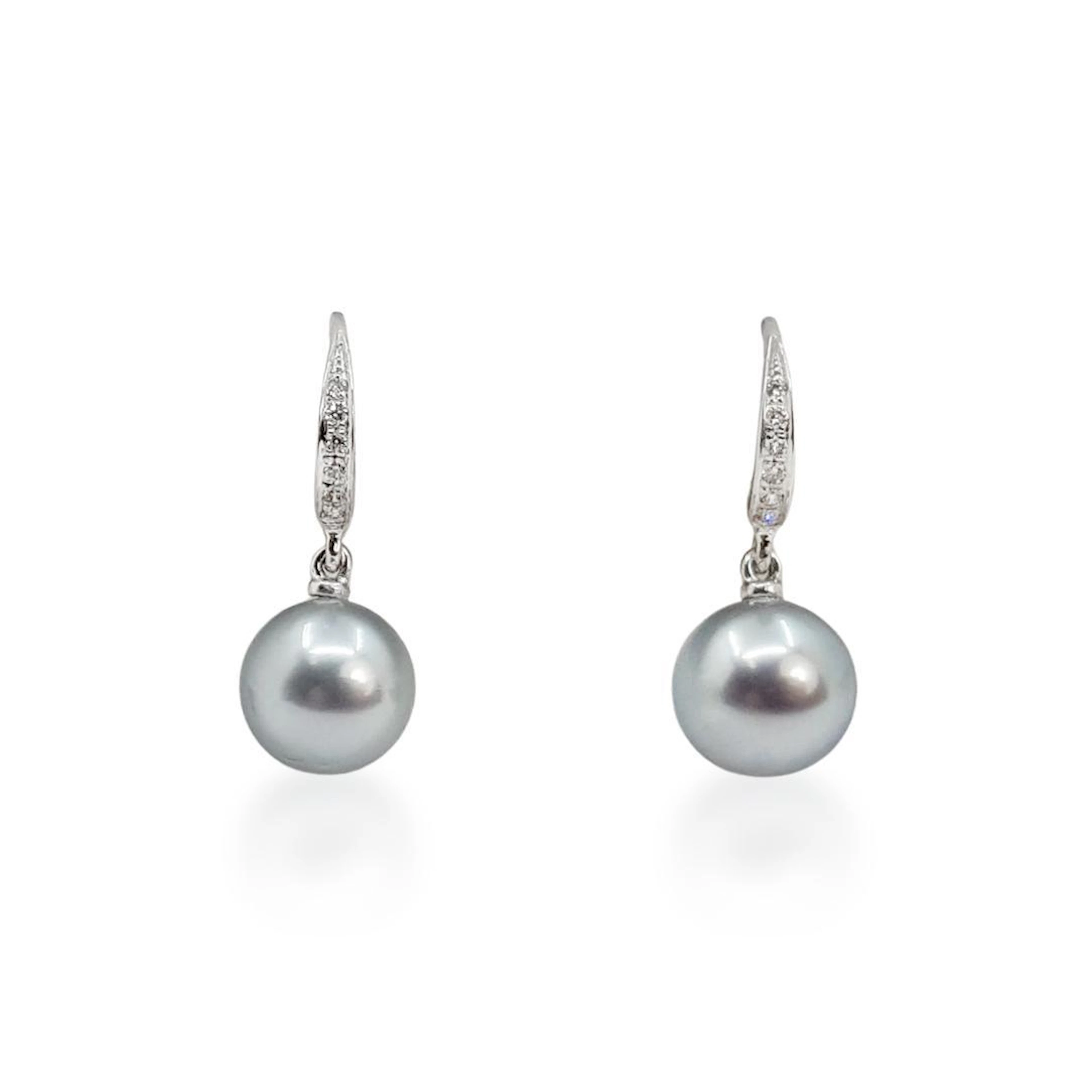 Tahitian Pearl and Diamond Drop Earrings