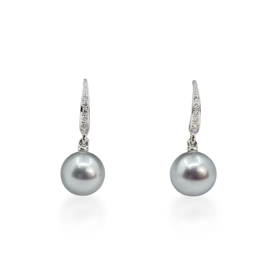 Tahitian Pearl and Diamond Drop Earrings