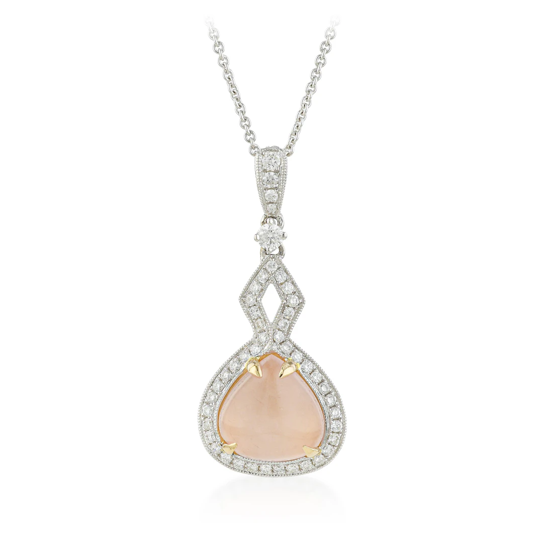 Rose Quartz and Diamond Pendant Necklace