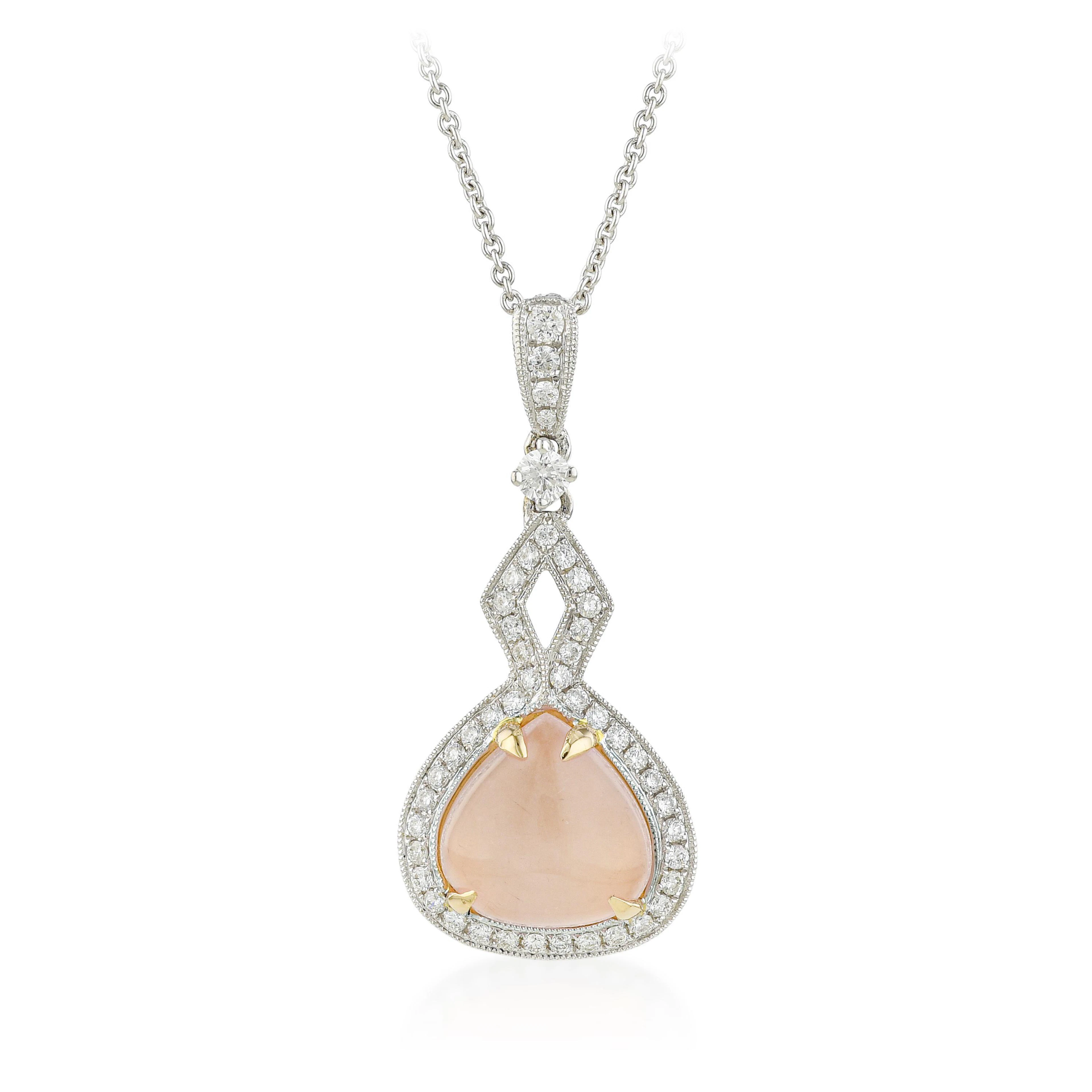 Rose Quartz and Diamond Pendant Necklace