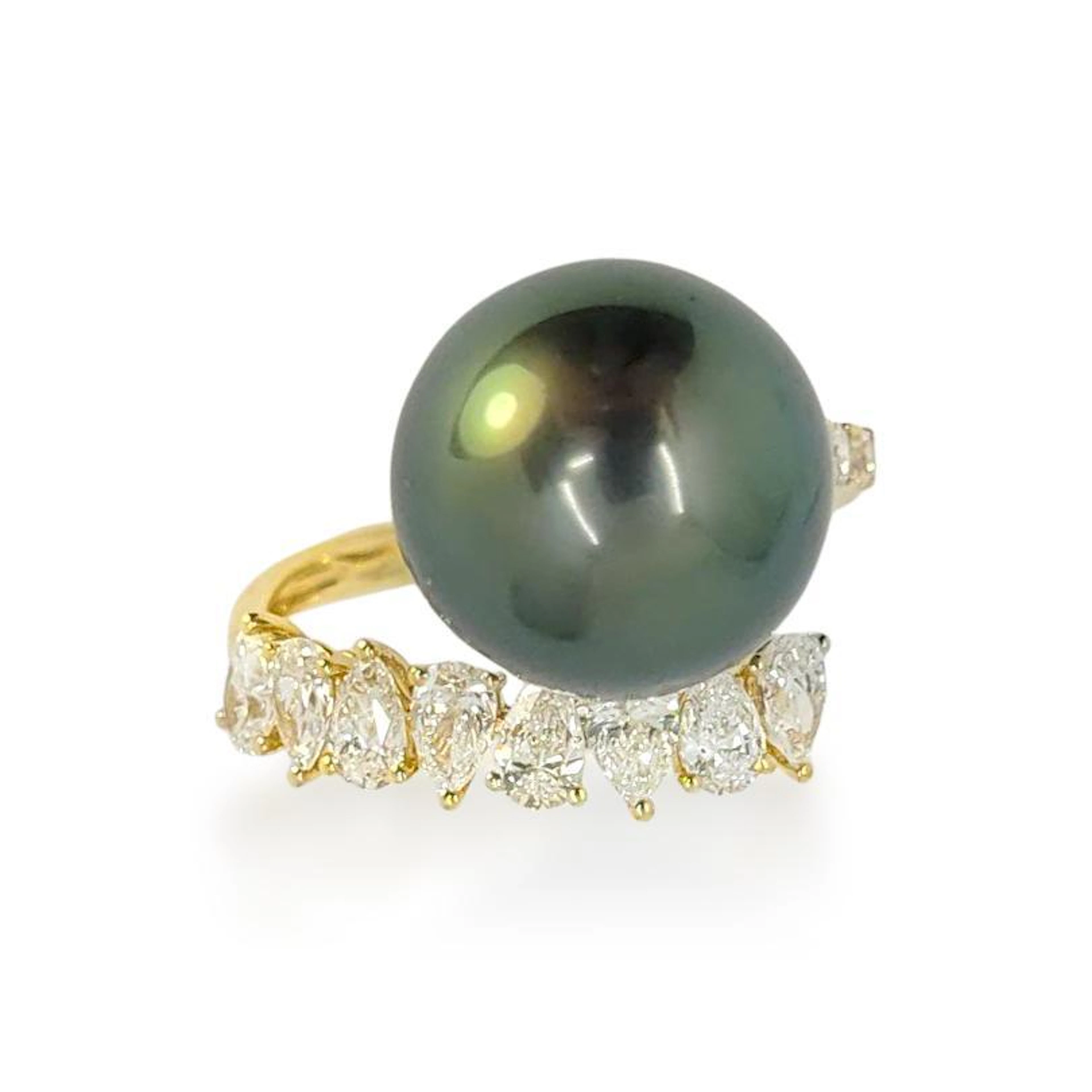 Tahitian Pearl and Diamond Ring