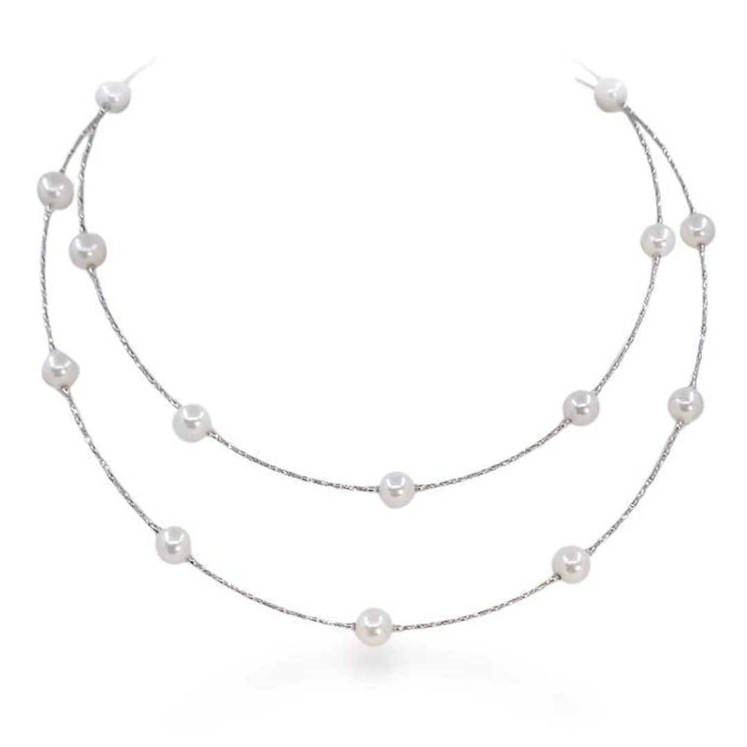 Akoya Pearl Opera Length Station Necklace