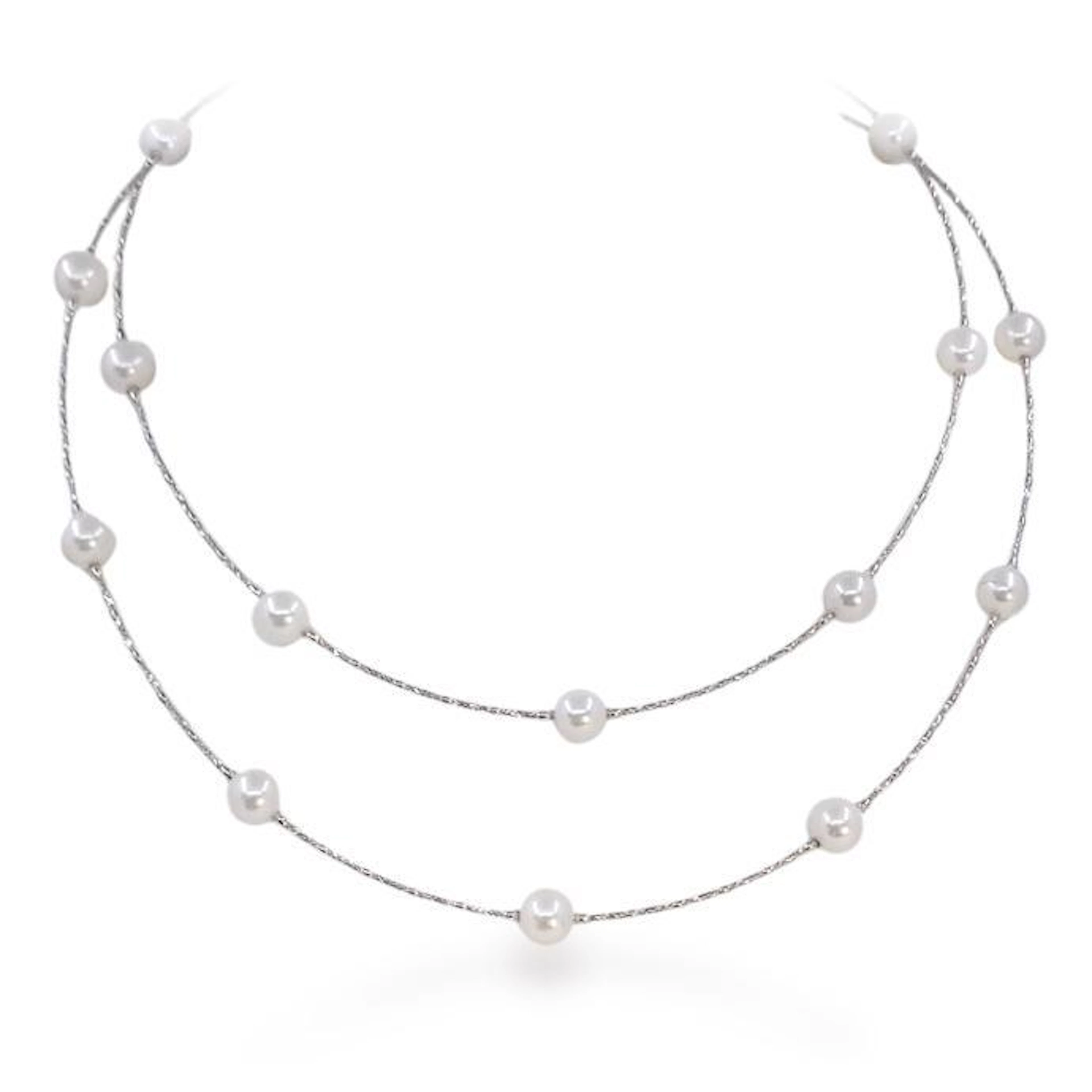 Akoya Pearl Opera Length Station Necklace