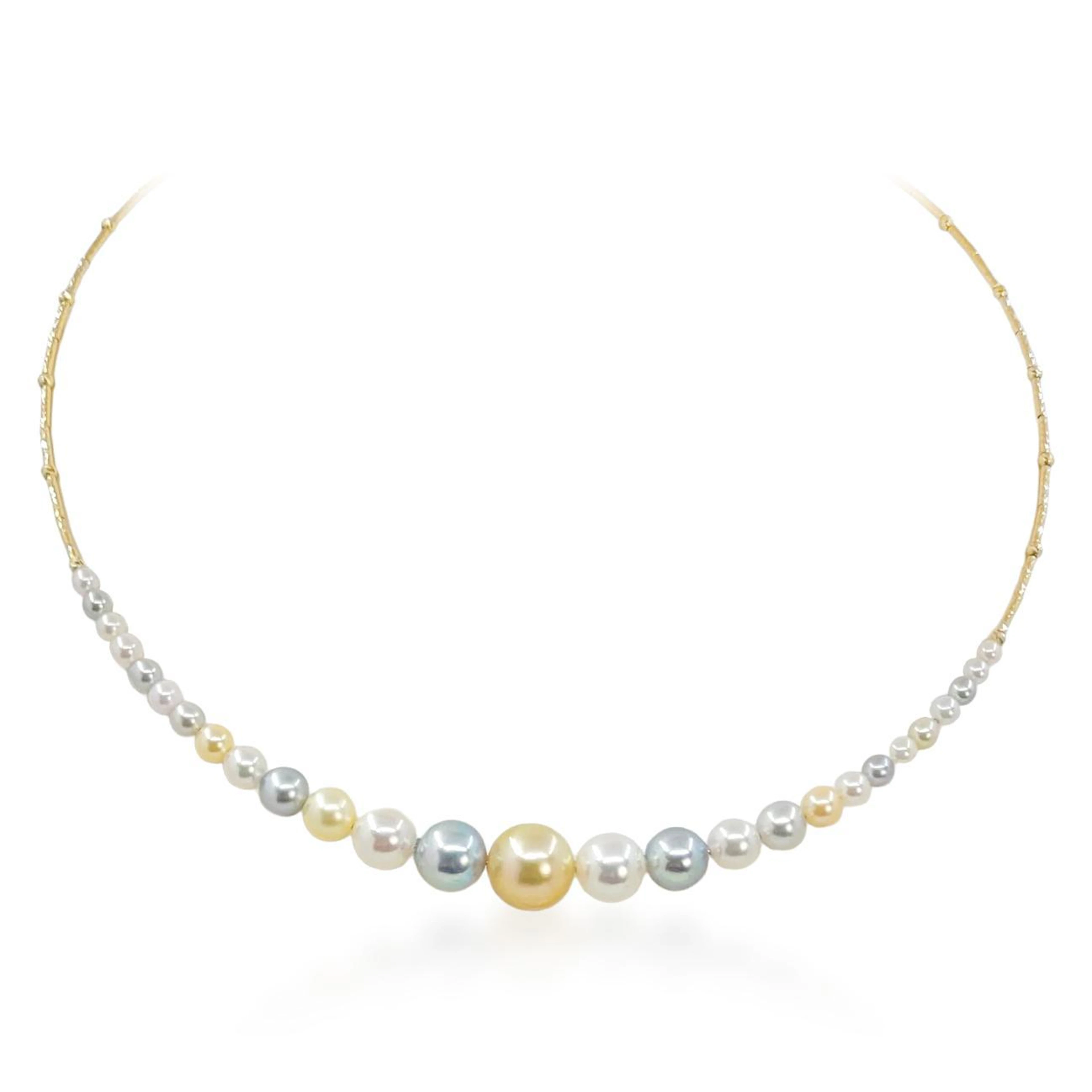 Multicolor Akoya Pearl Collar Necklace