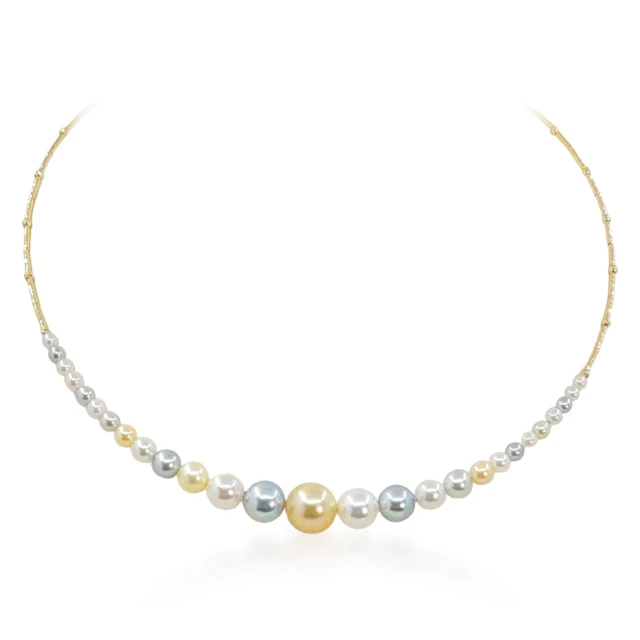 Multicolor Akoya Pearl Collar Necklace