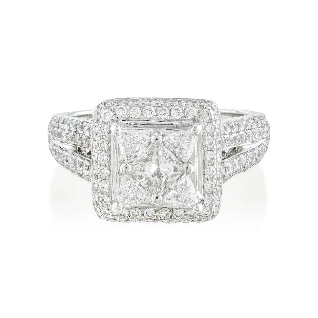 Mosaic Diamond Engagement Ring