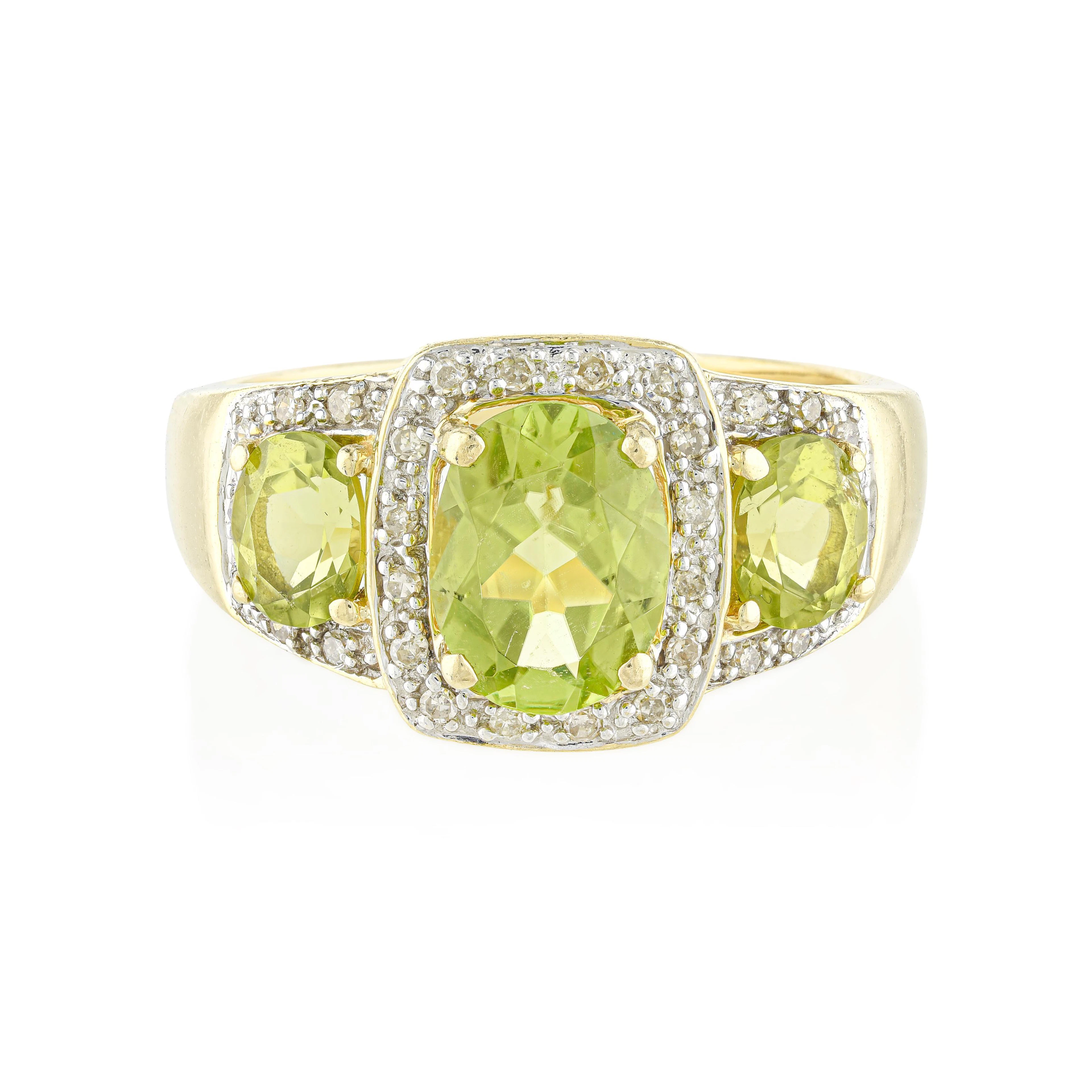 Peridot and Diamond Ring