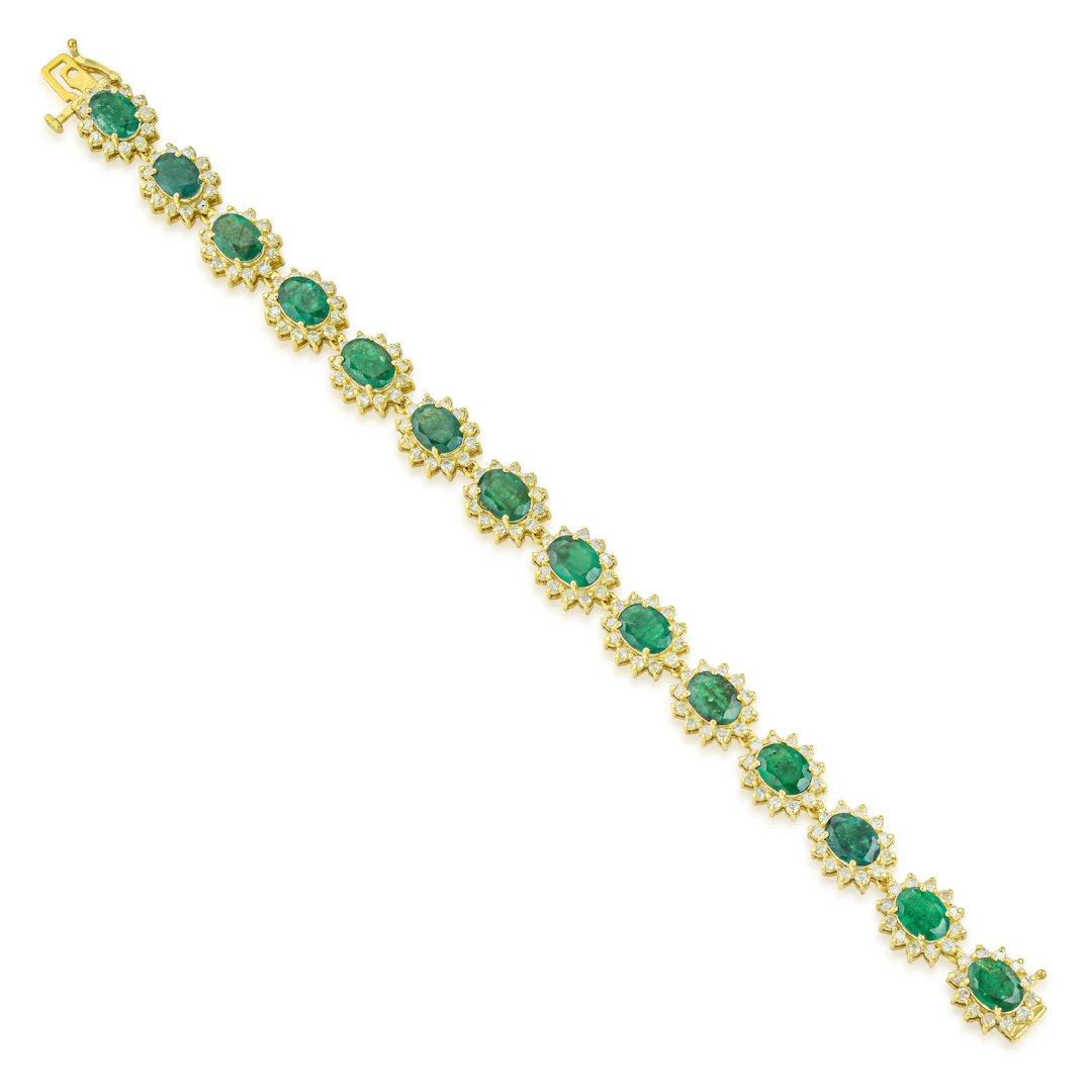 Emerald and Diamond Line Bracelet