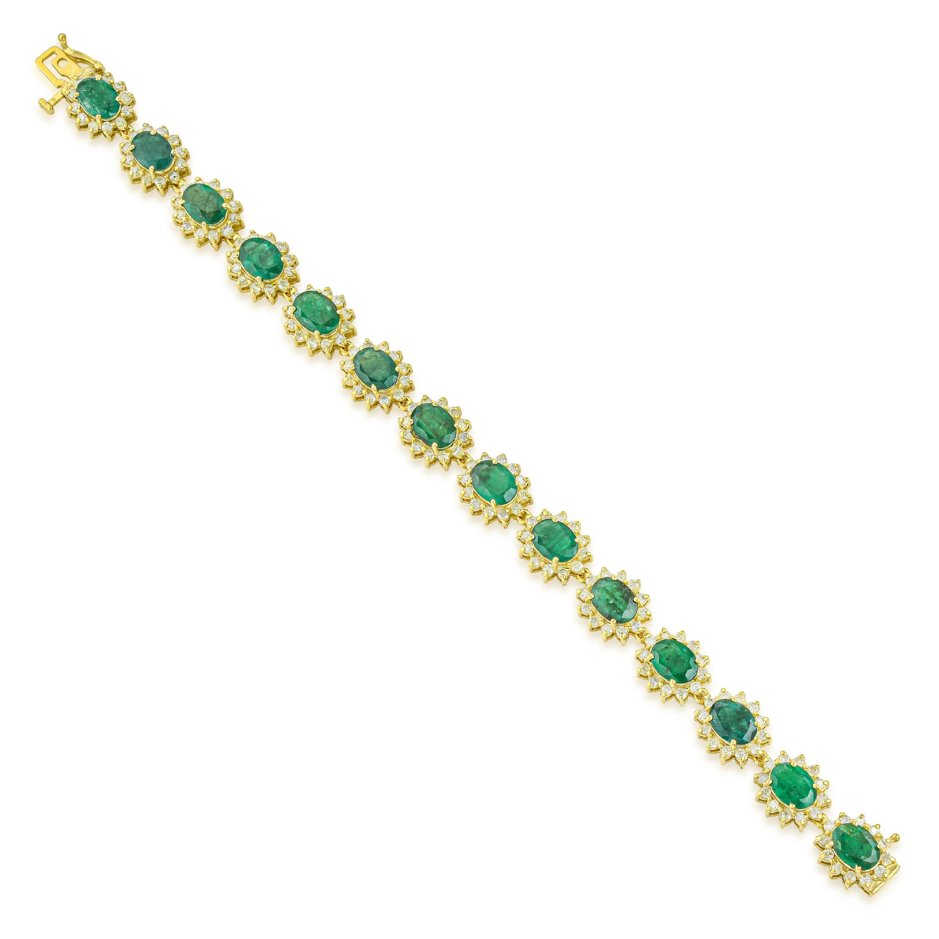 Emerald and Diamond Line Bracelet