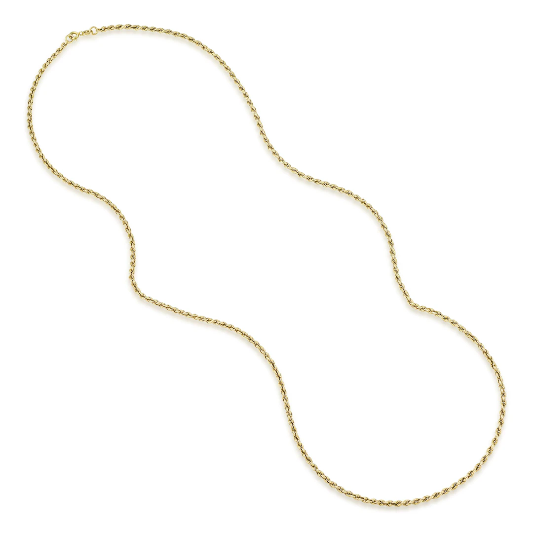 14K Gold Rope Chain Necklace, 29 Inches 2.9 mm