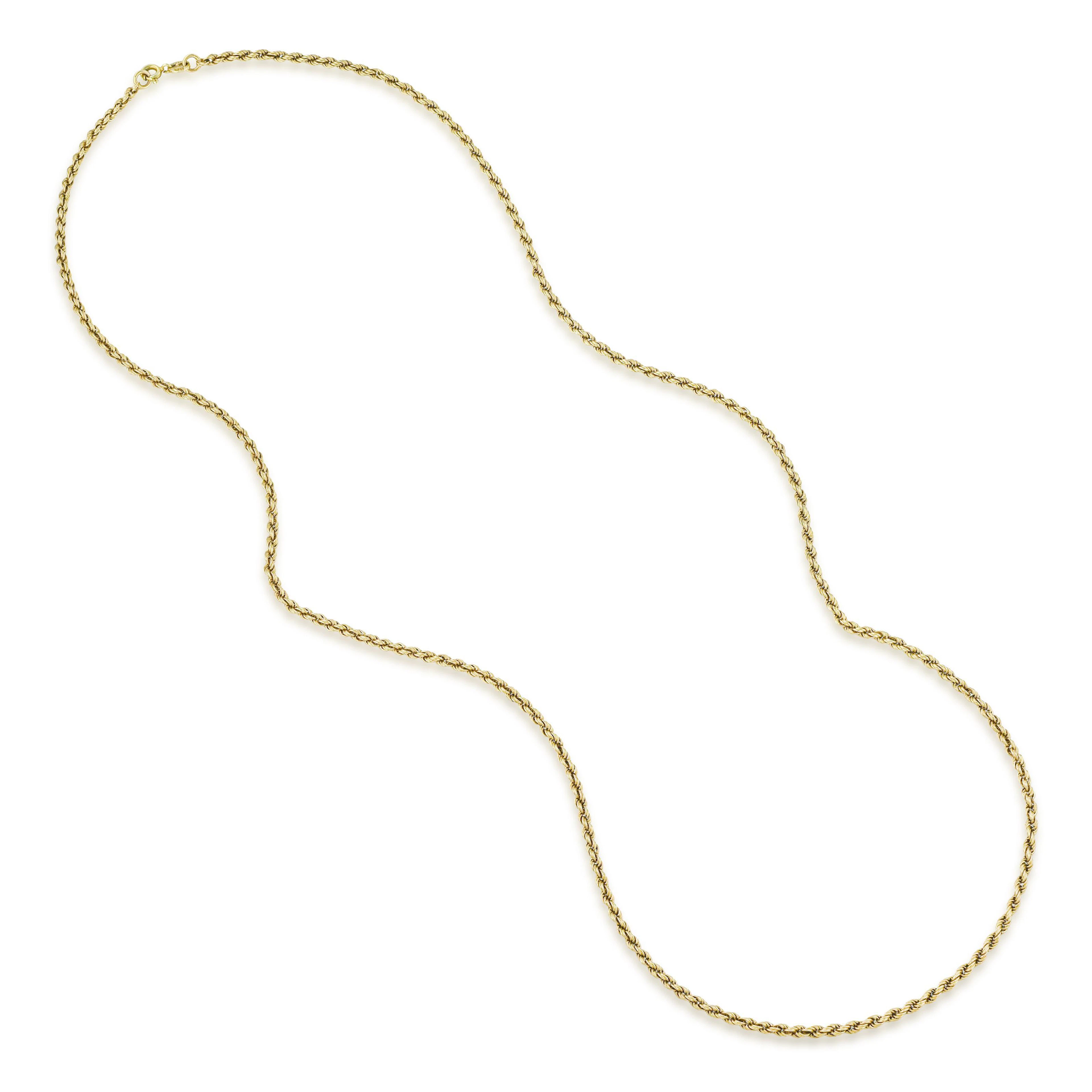 14K Gold Rope Chain Necklace, 29 Inches 2.9 mm
