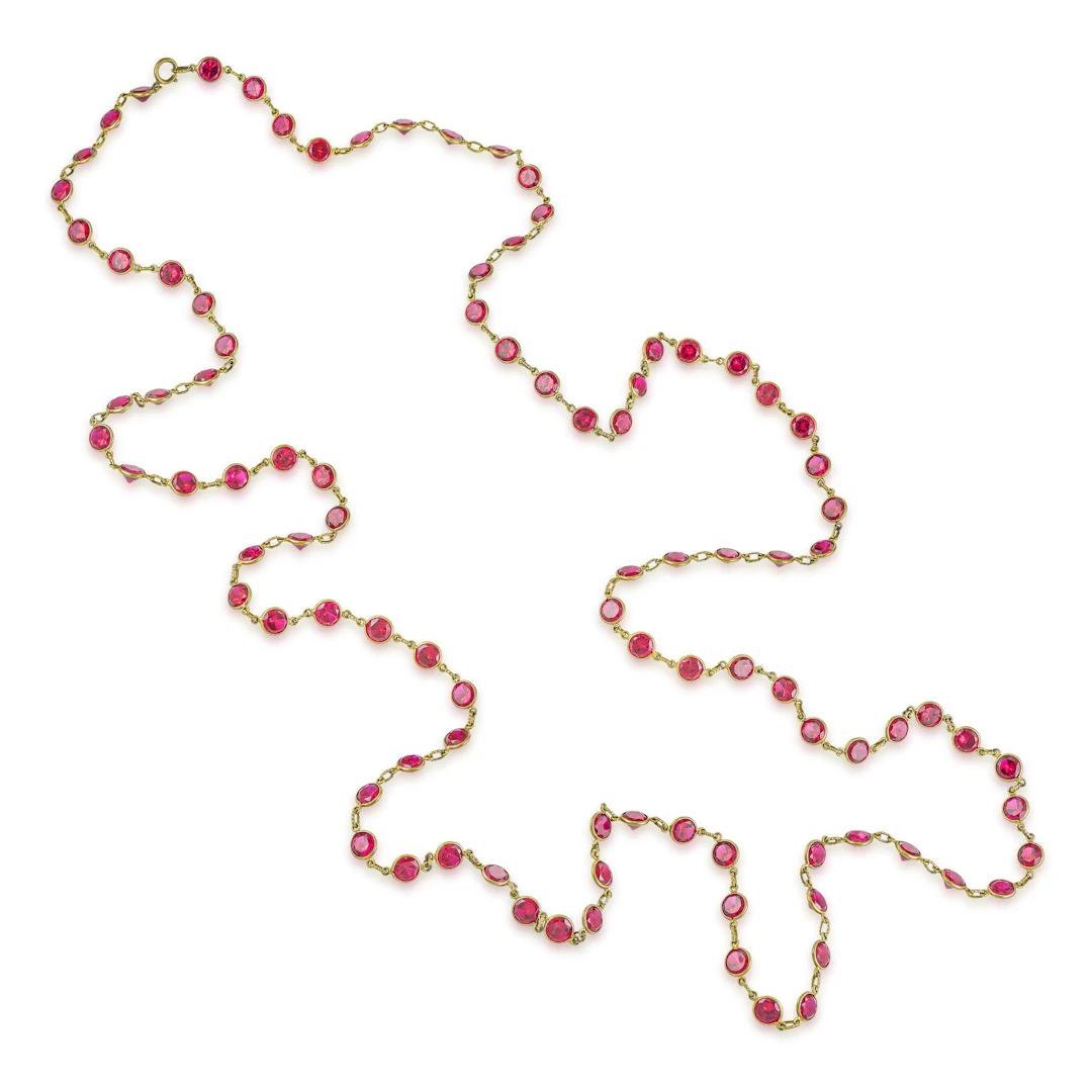 Vintage Synthetic Ruby and Silver Necklace