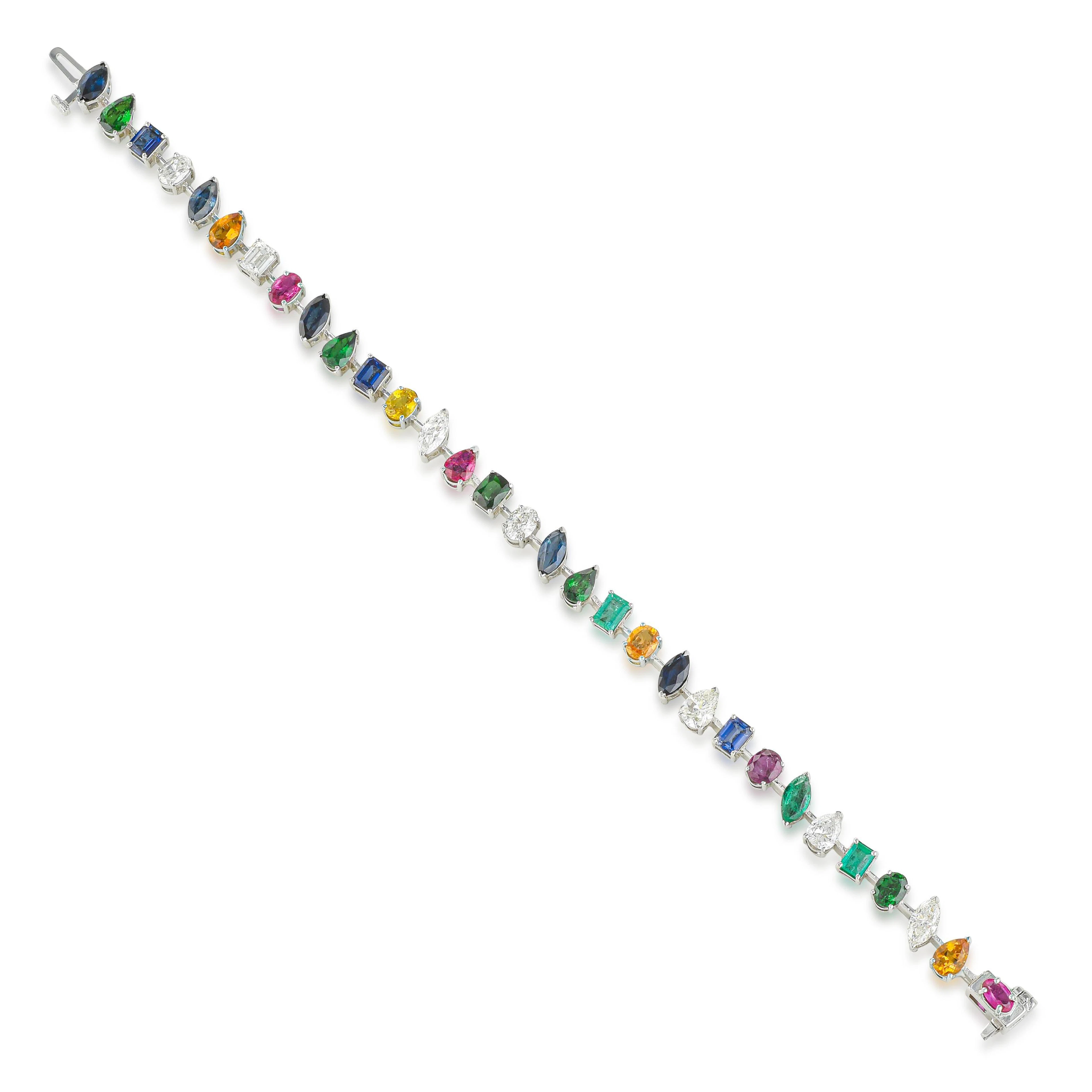 Multicolor Stone and Diamond Bracelet