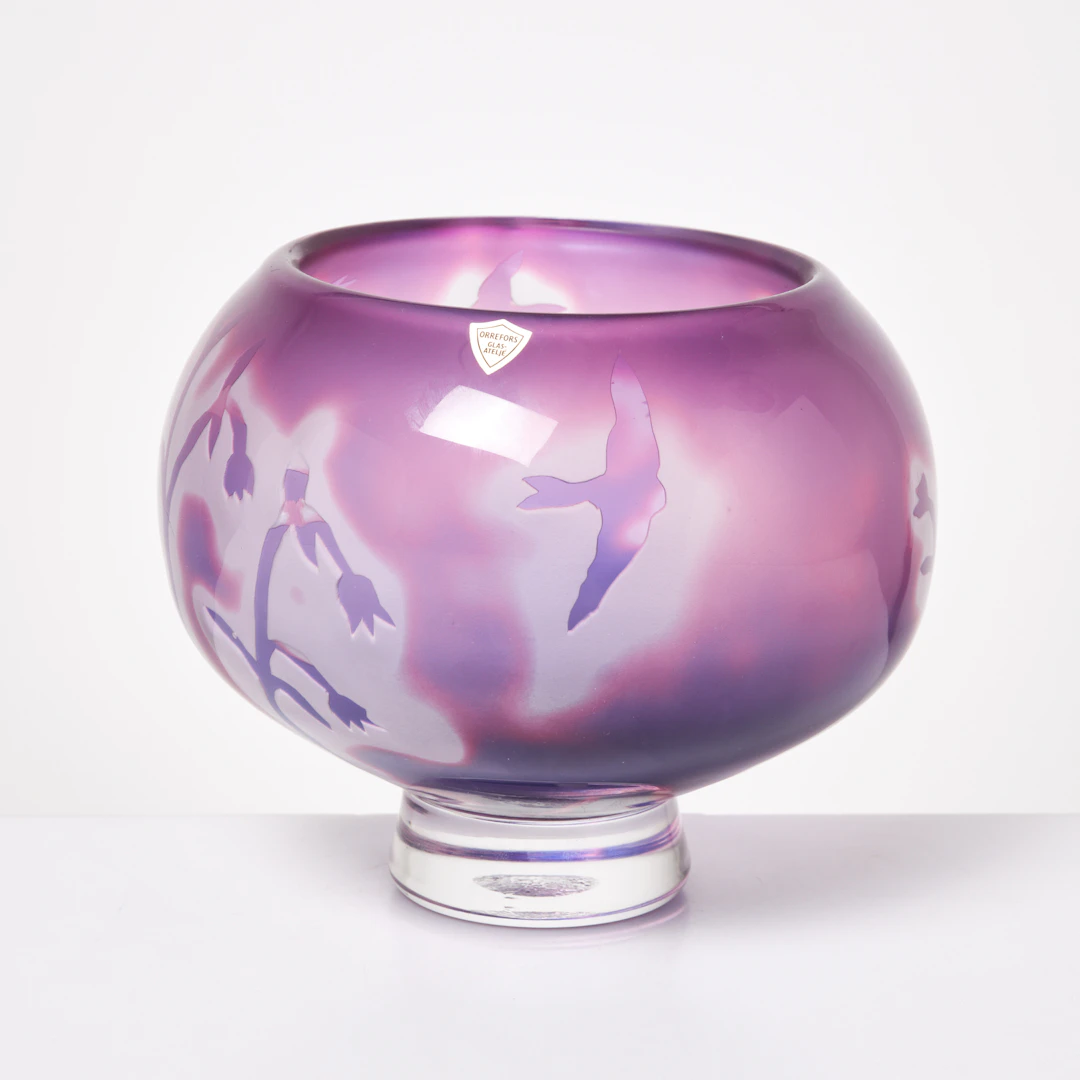 HERMANN WINTERSTELLER. Skål, Orrefors glasateljé, slipat underfångsglas