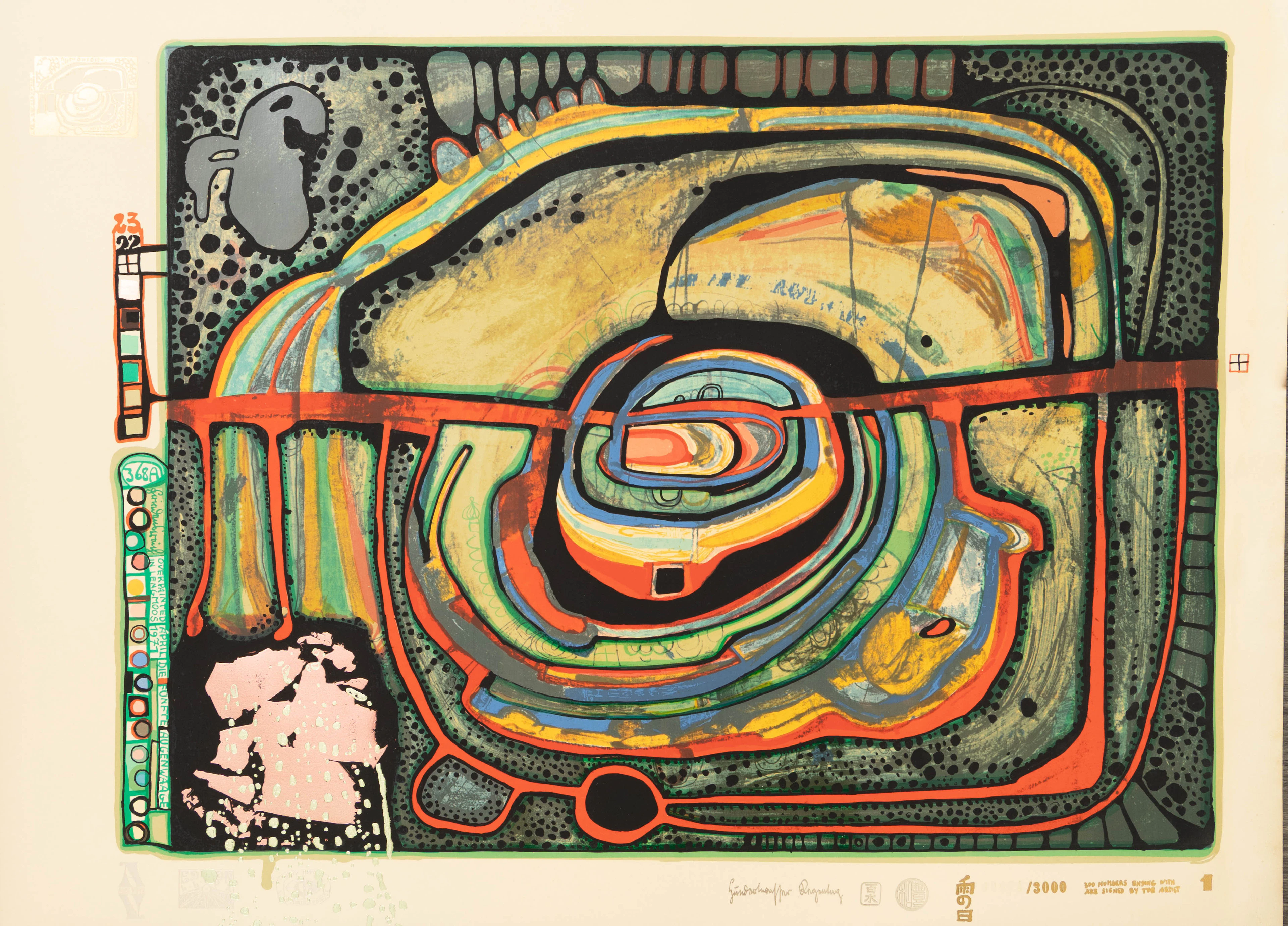 FRIEDENSREICH HUNDERTWASSER (1928-2000). 6 Blätter aus: Regentag-Look