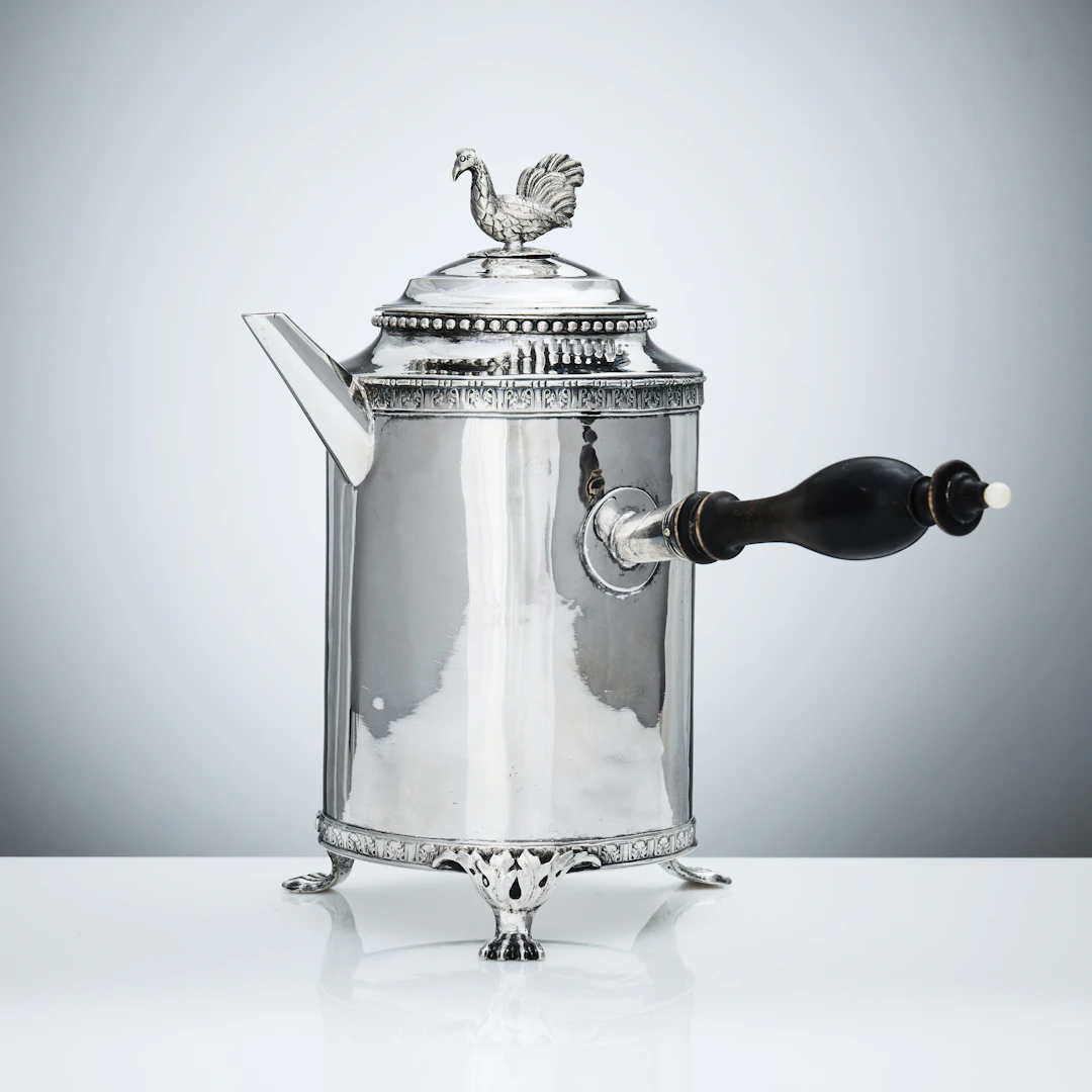 PEHR ZETHELIUS. Kaffekanna, silver, Stockholm 1777. Gustaviansk.