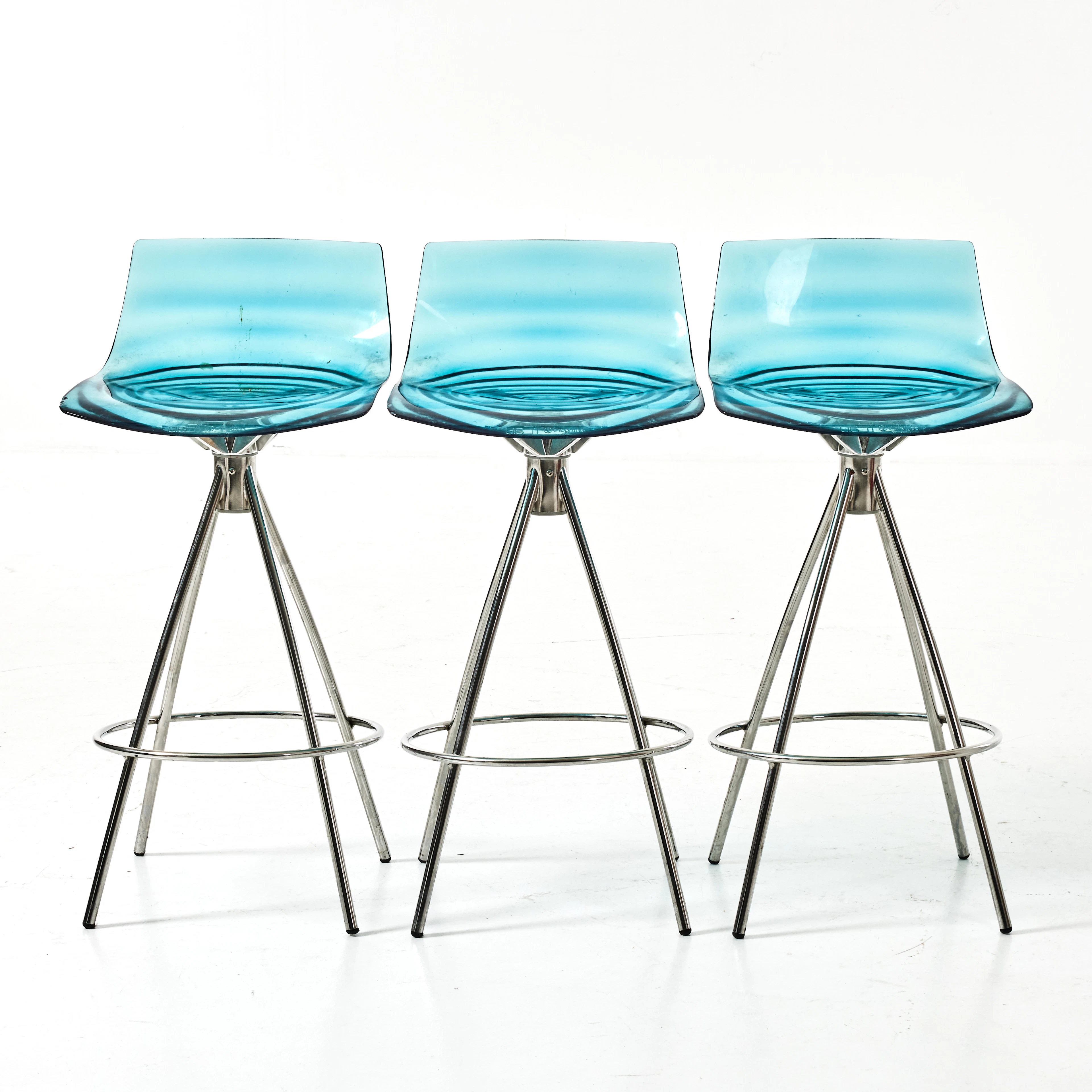 BARSTOLAR, 3 st., Calligaris, "L'eau", Italien, samtida, sits av plast