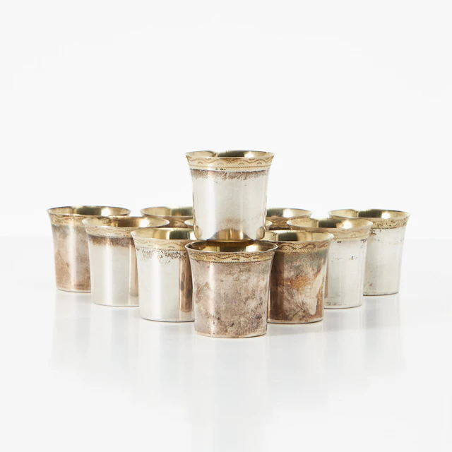 BÄGARE, 11 st., silver, C G Hallberg, Stockholm1951.