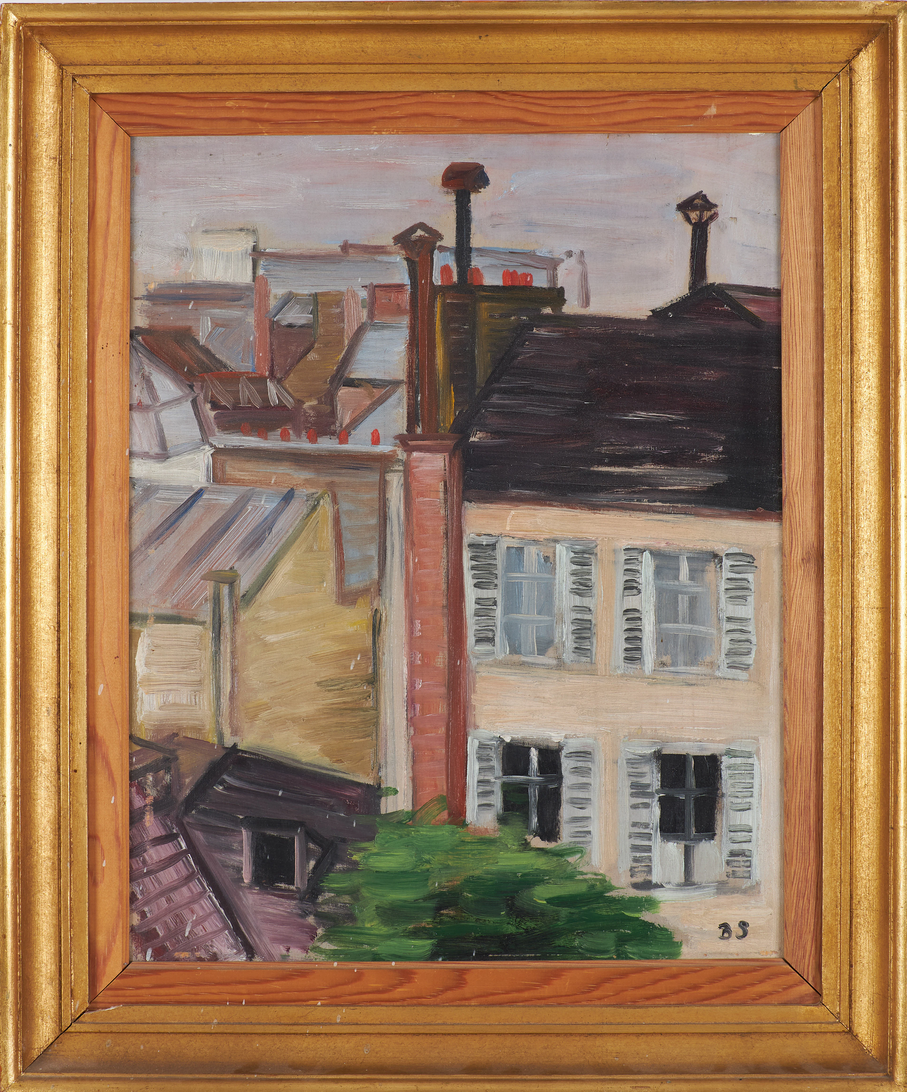 BIRGER SIMONSSON. Motiv från Paris, olja på pannå, monogramsignerad BS.