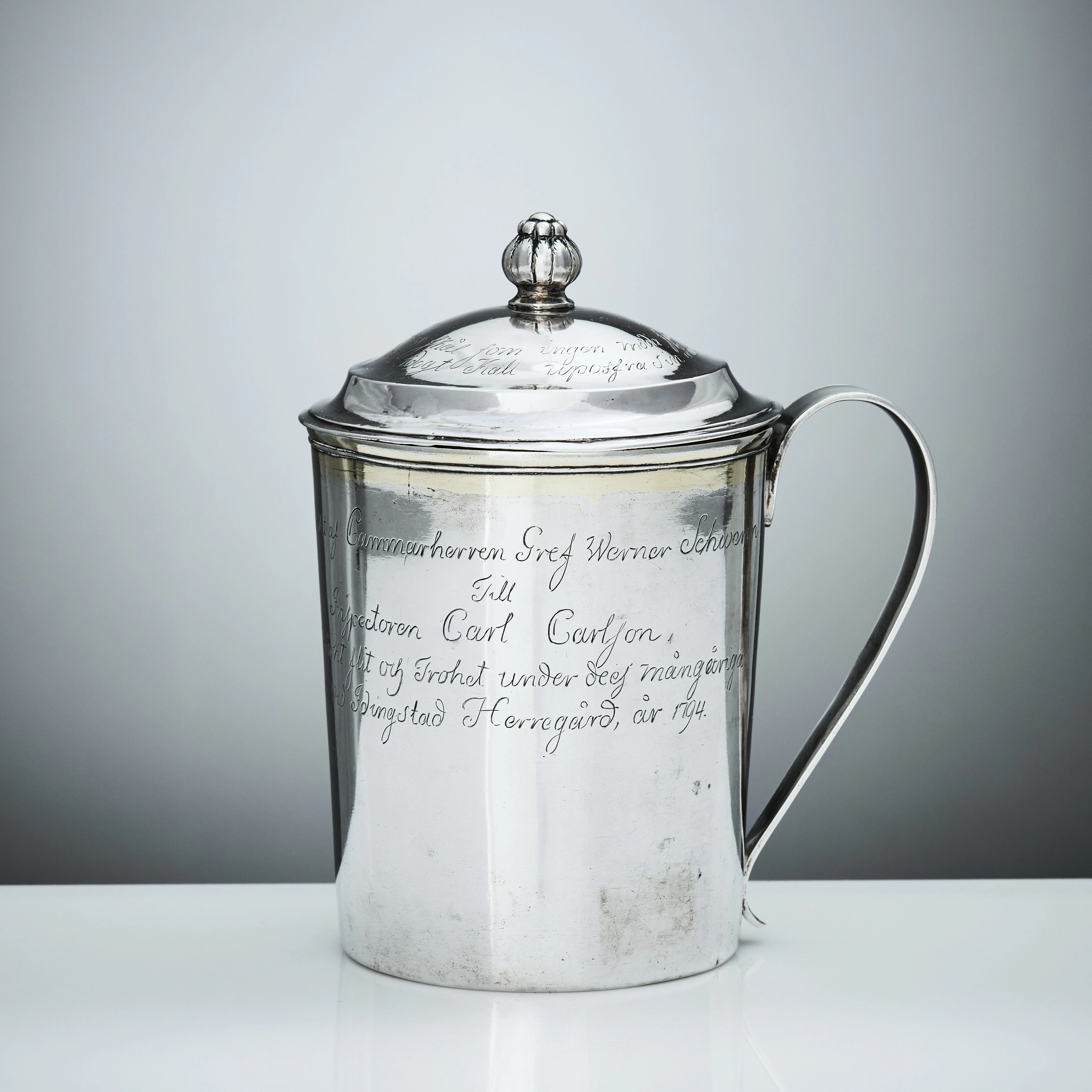 ILS TORNBERG. Bägare / Mugg med lock, silver, Linköping 1793-1794.