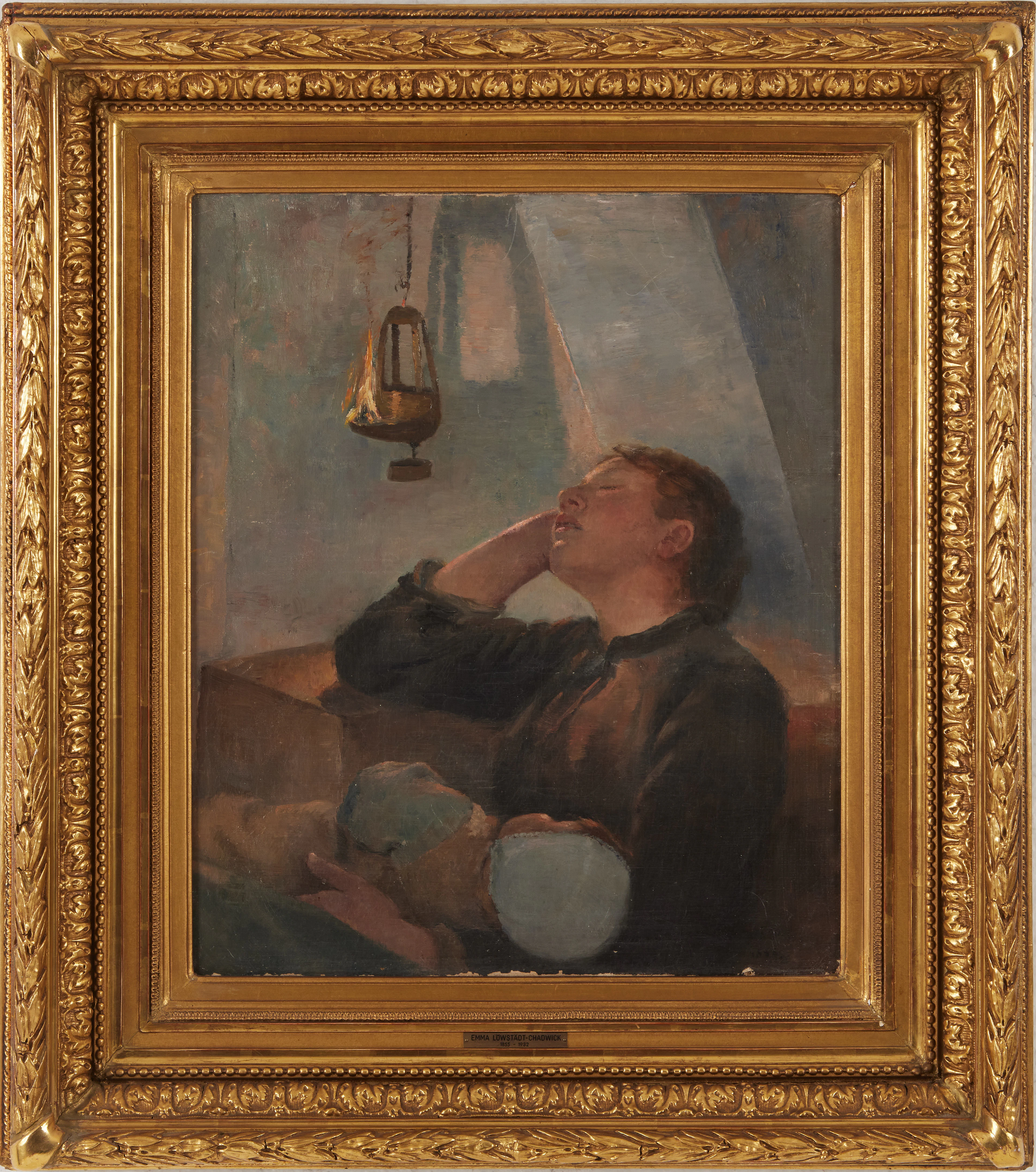 EMMA LÖWSTÄDT-CHADWICK. Kvinna med barn, olja på duk, daterat 1886.