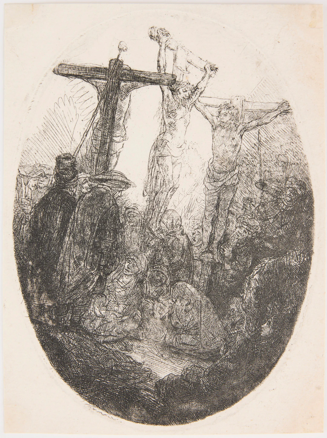 REMBRANDT VAN RIJN. "Christ Crucified between the Two Thieves: An Oval Plate".