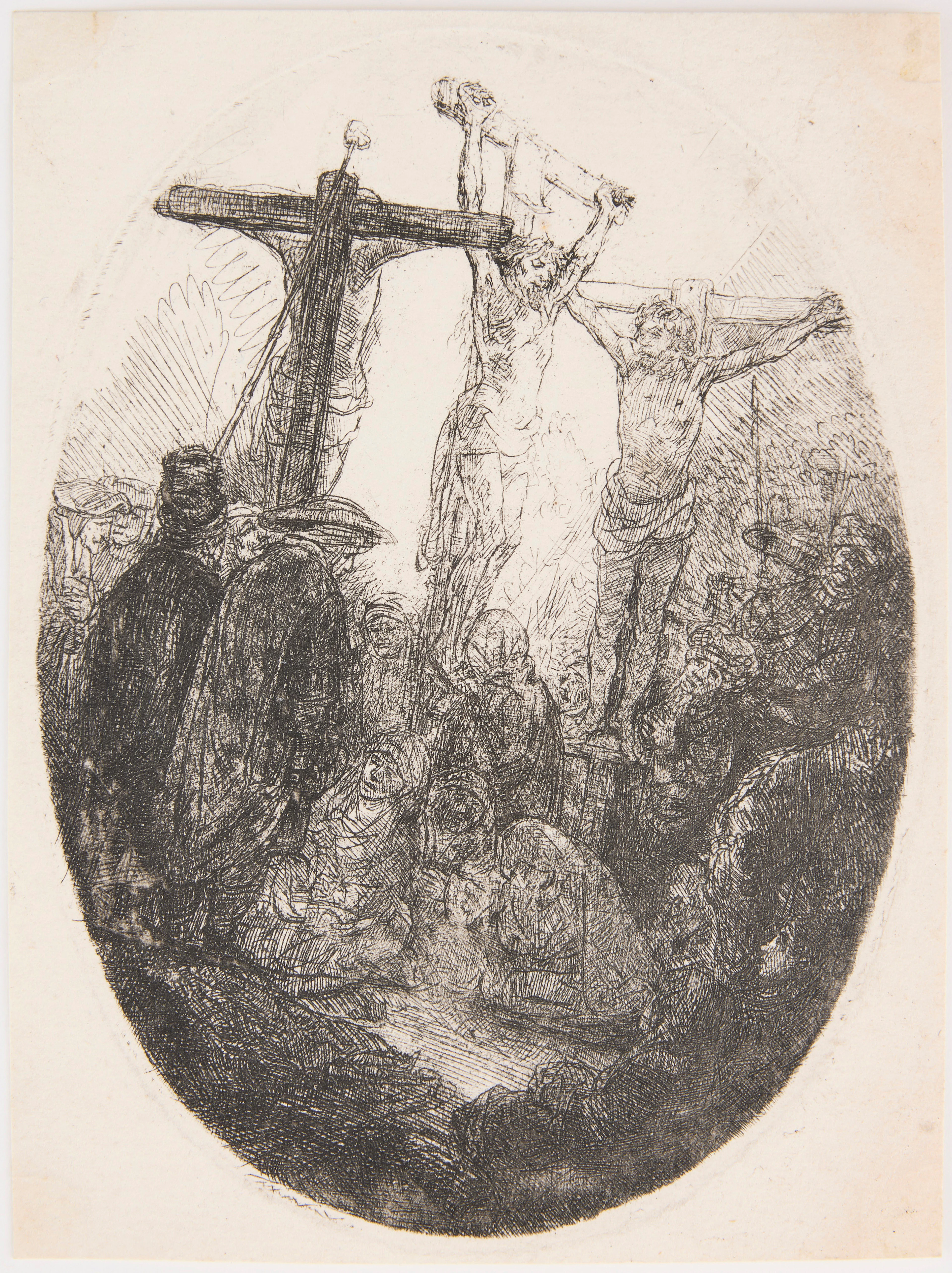 REMBRANDT VAN RIJN. "Christ Crucified between the Two Thieves: An Oval Plate".
