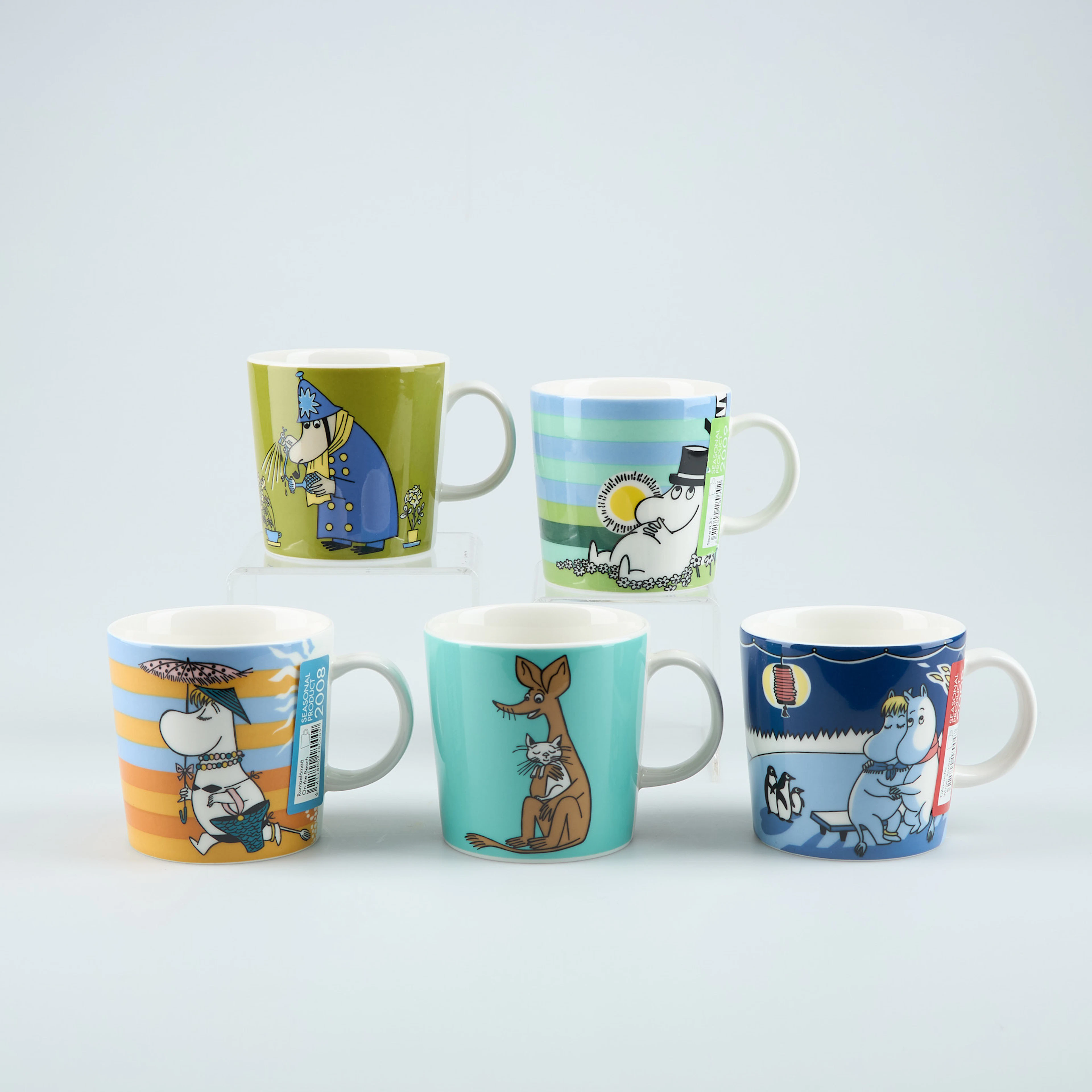 MUMINMUGGAR, 5 st. Illustration Tove Jansson, design Tove Slotte.