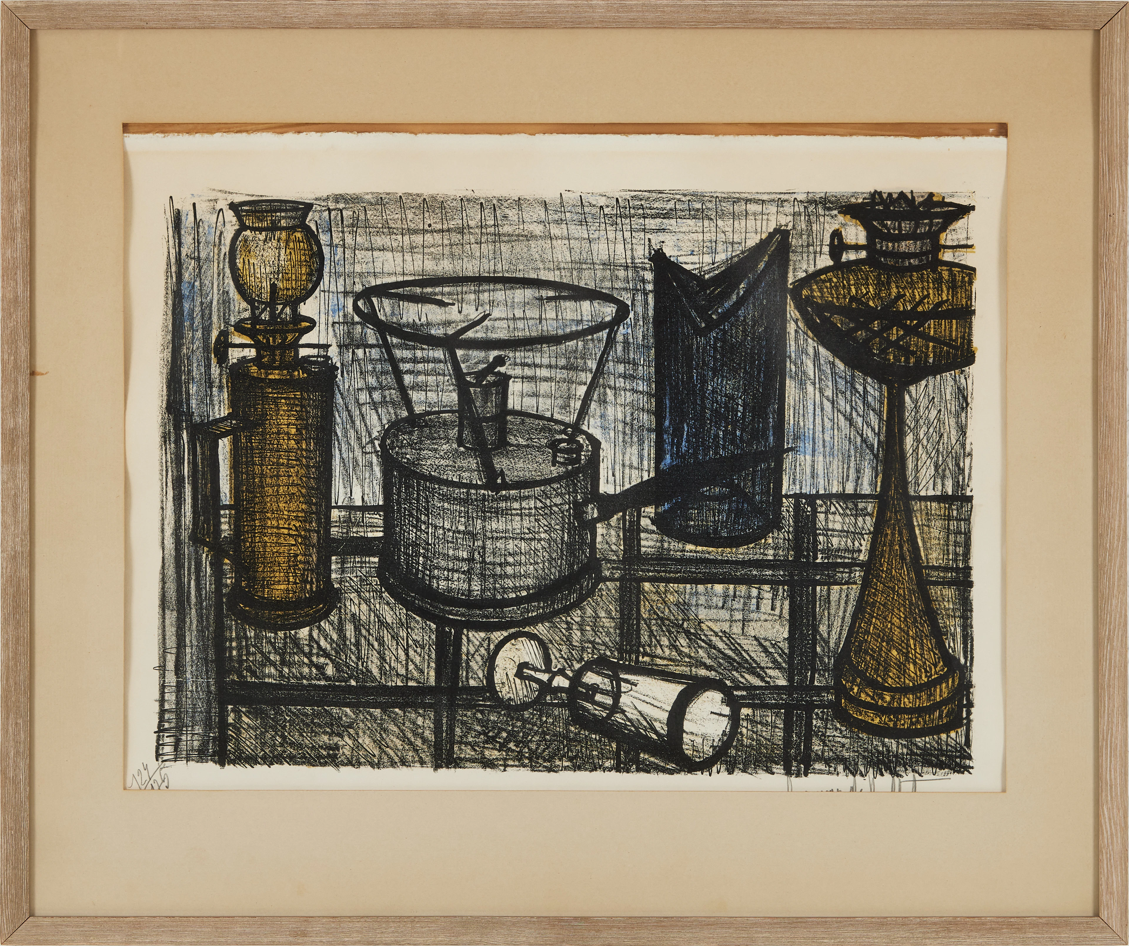BERNARD BUFFET. "La lampe à pétrole" färglitografi, signerad och numrerad