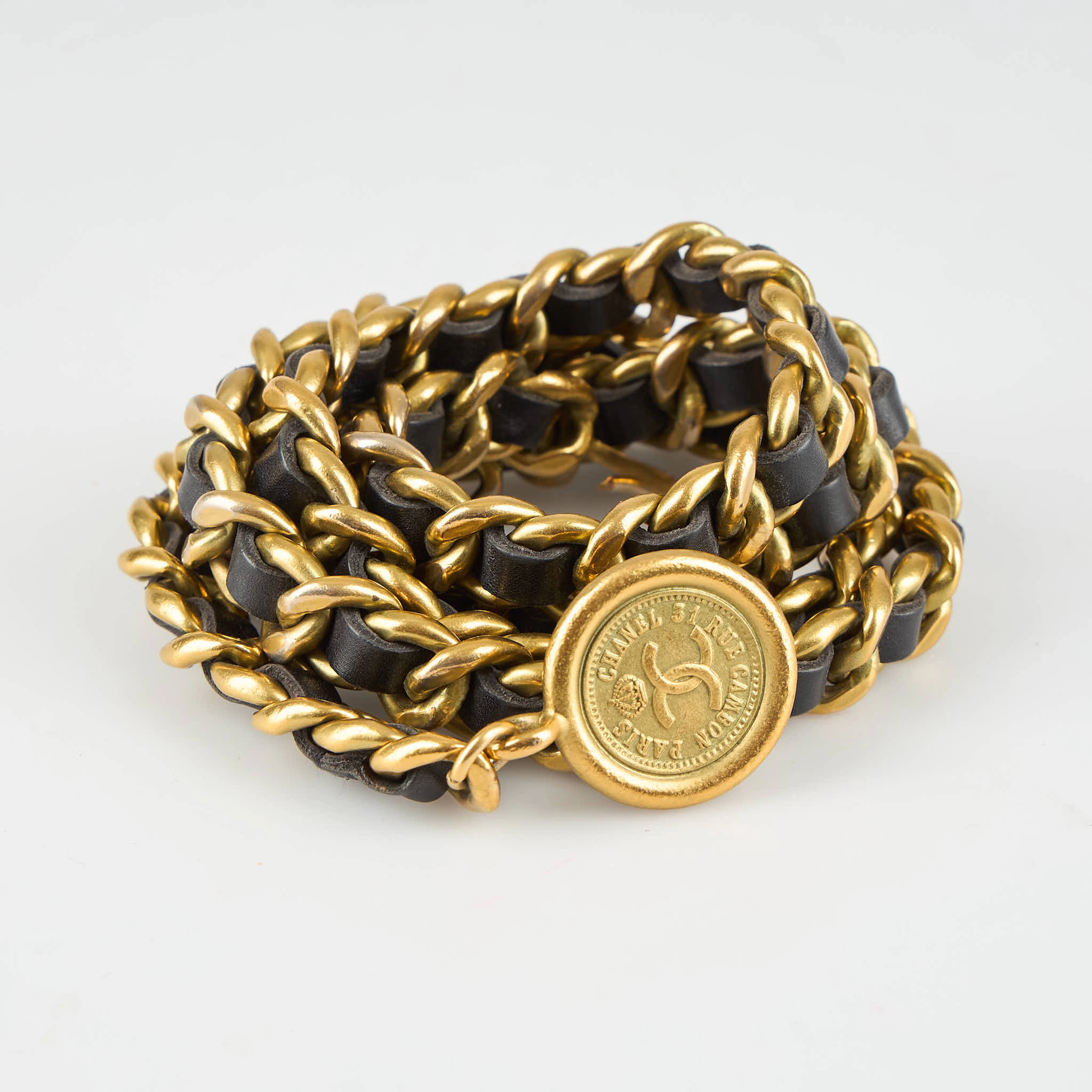 CHANEL, bälte, Lambskin Chain CC Medallion Belt Black Gold, 1994.