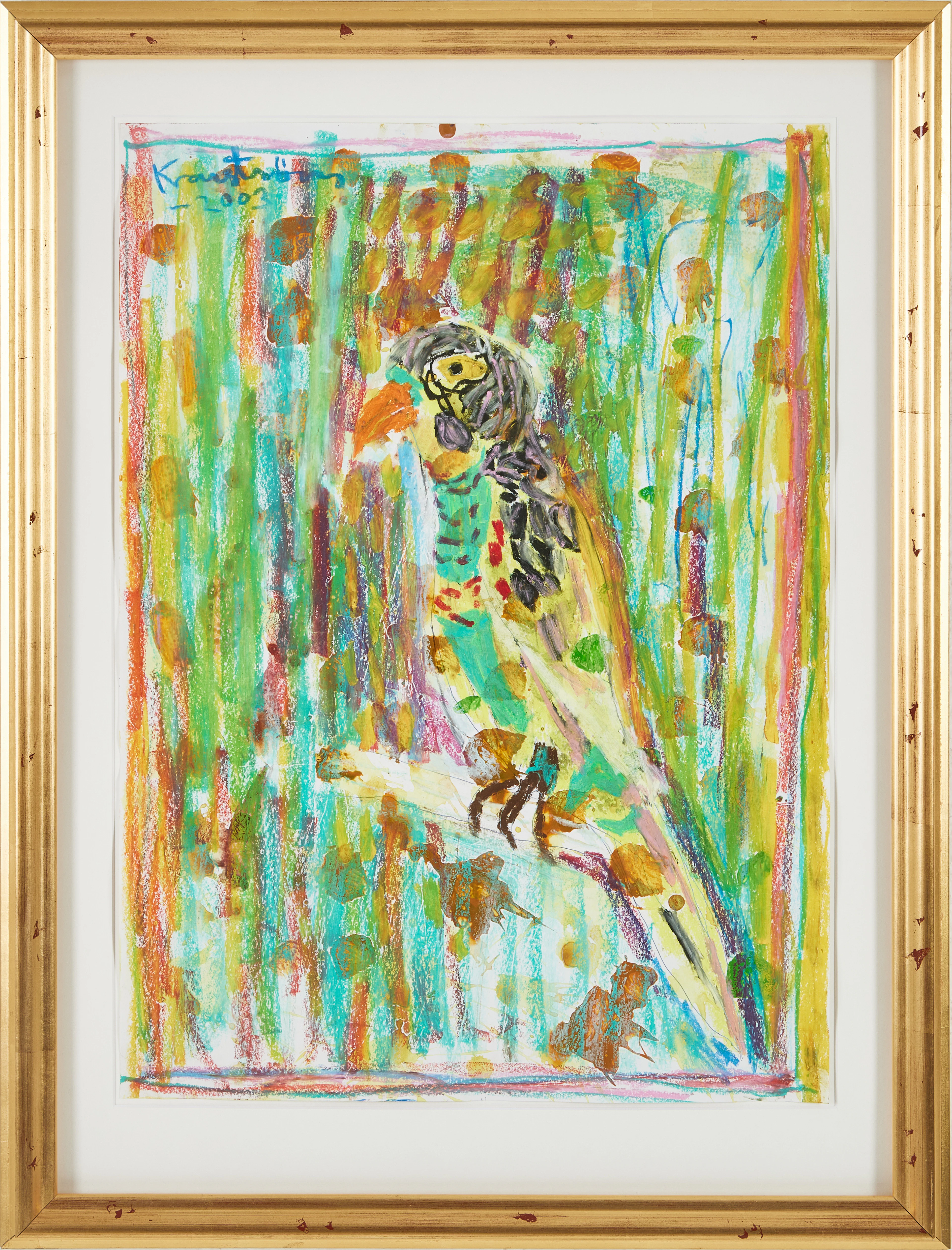 MAURITZ KARSTRÖM. Papegoja, blandteknik på papper, signerad och daterad 2003.
