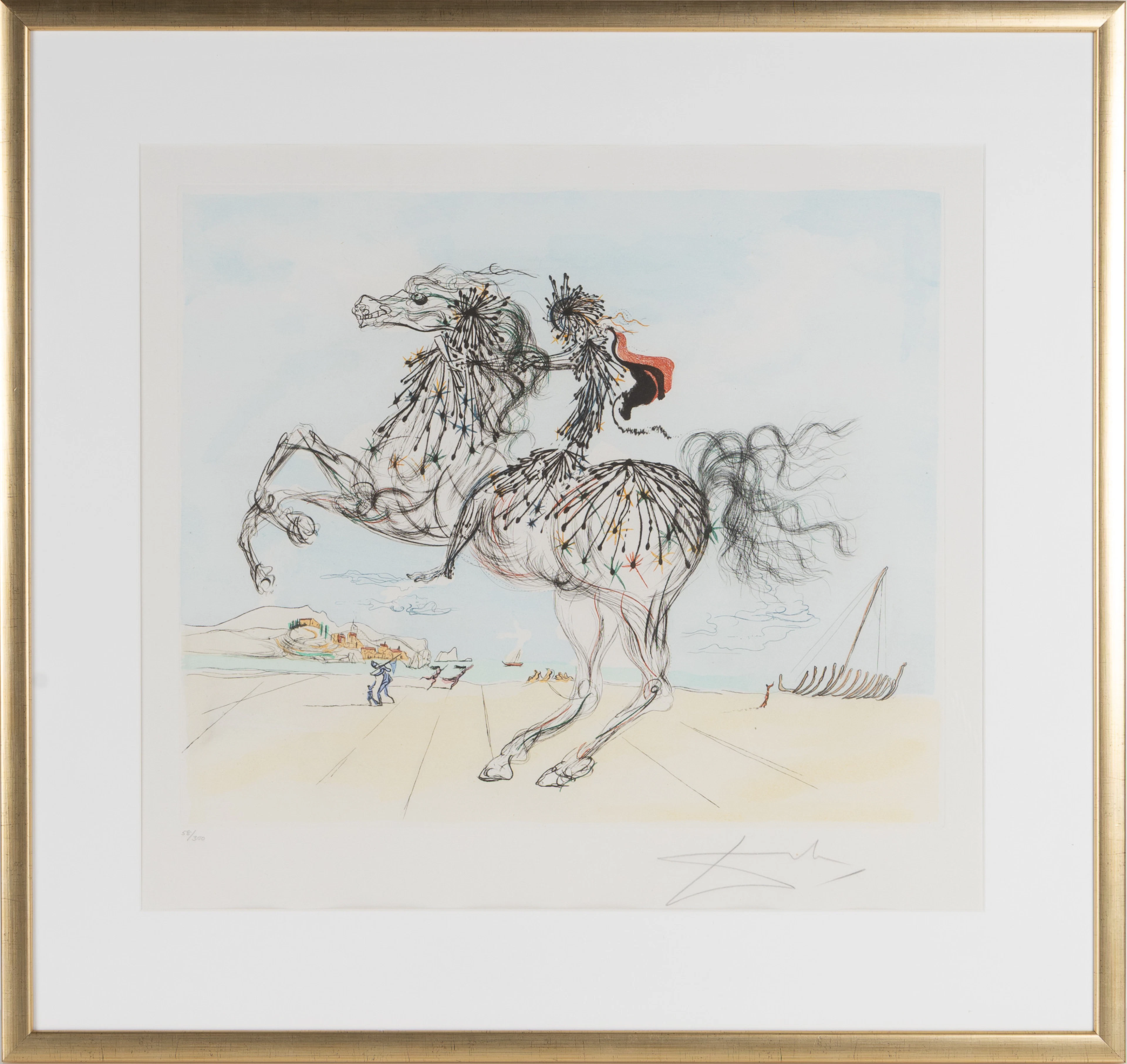 SALVADOR DALÍ. "La Chevauchee", färgetsning.