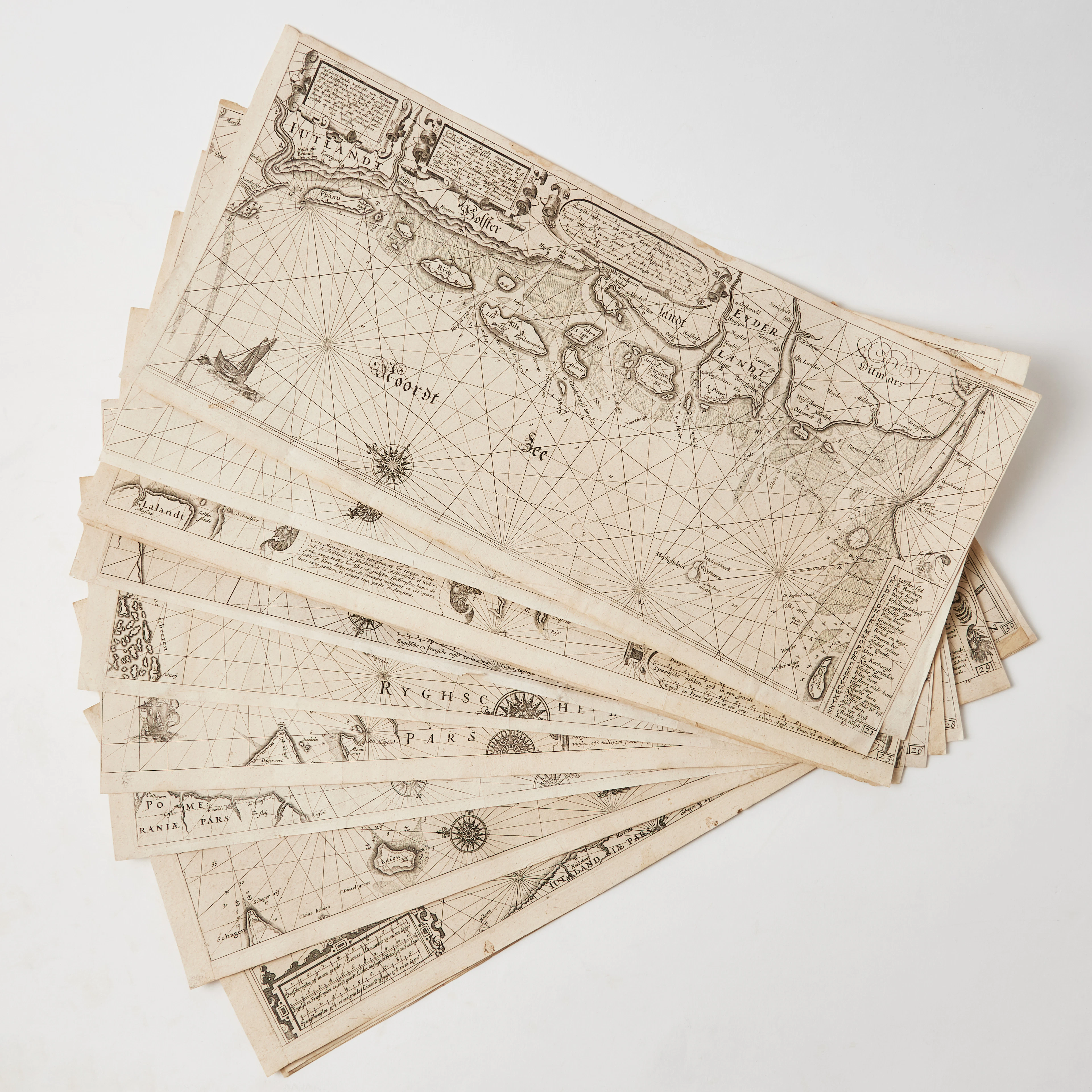BLAEU, 15 SEA CHARTS from the French edition of PHALOT DES MER, 1619.